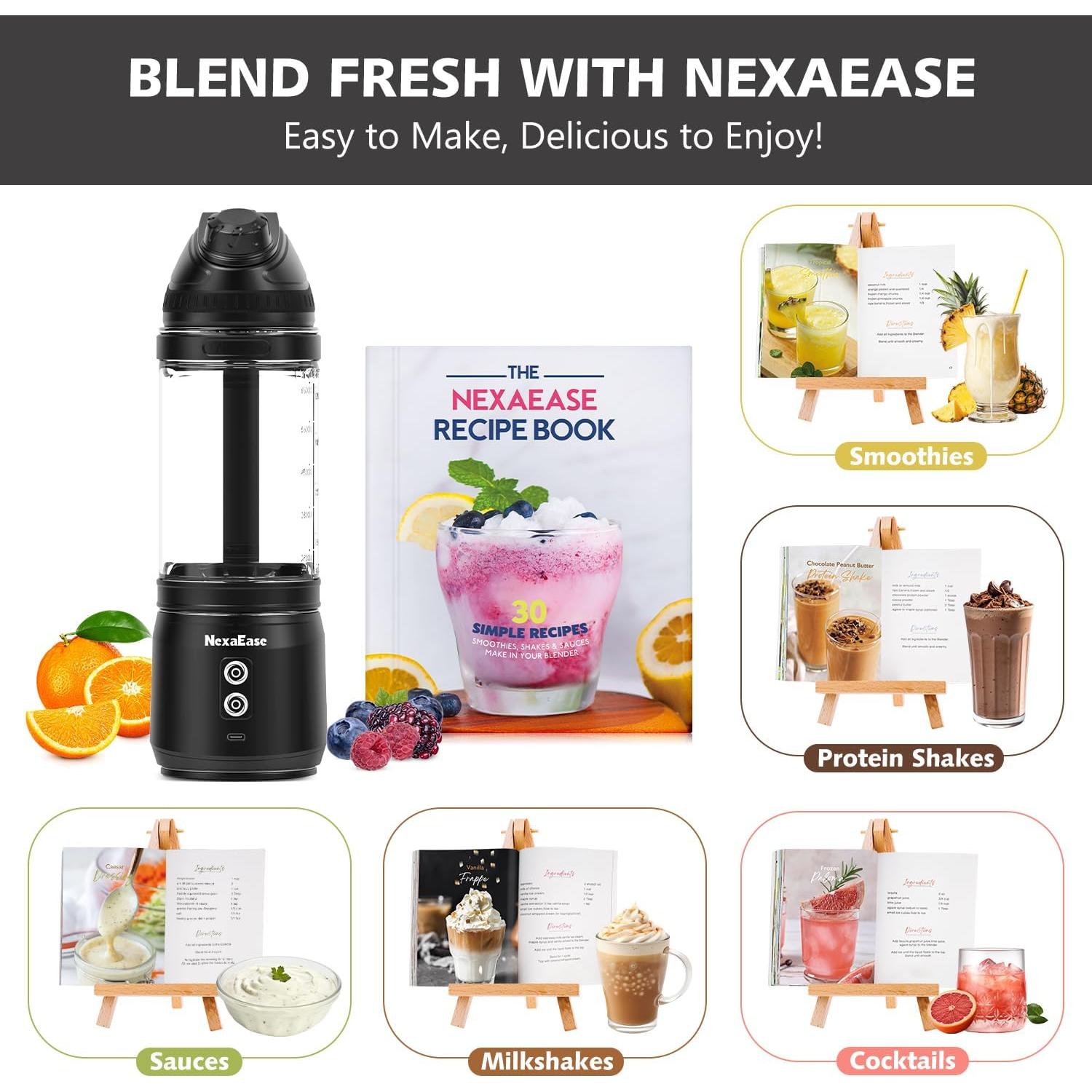 Licuadora Portátil NexaEase 700ml con Funda y Recetas