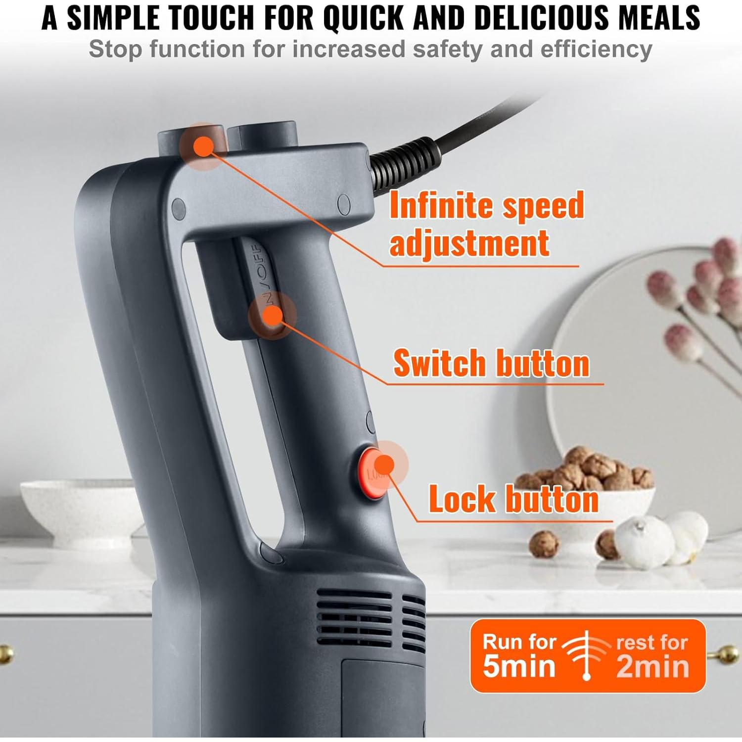 Batidora de Inmersión VEVOR 750W 40cm Velocidad Variable