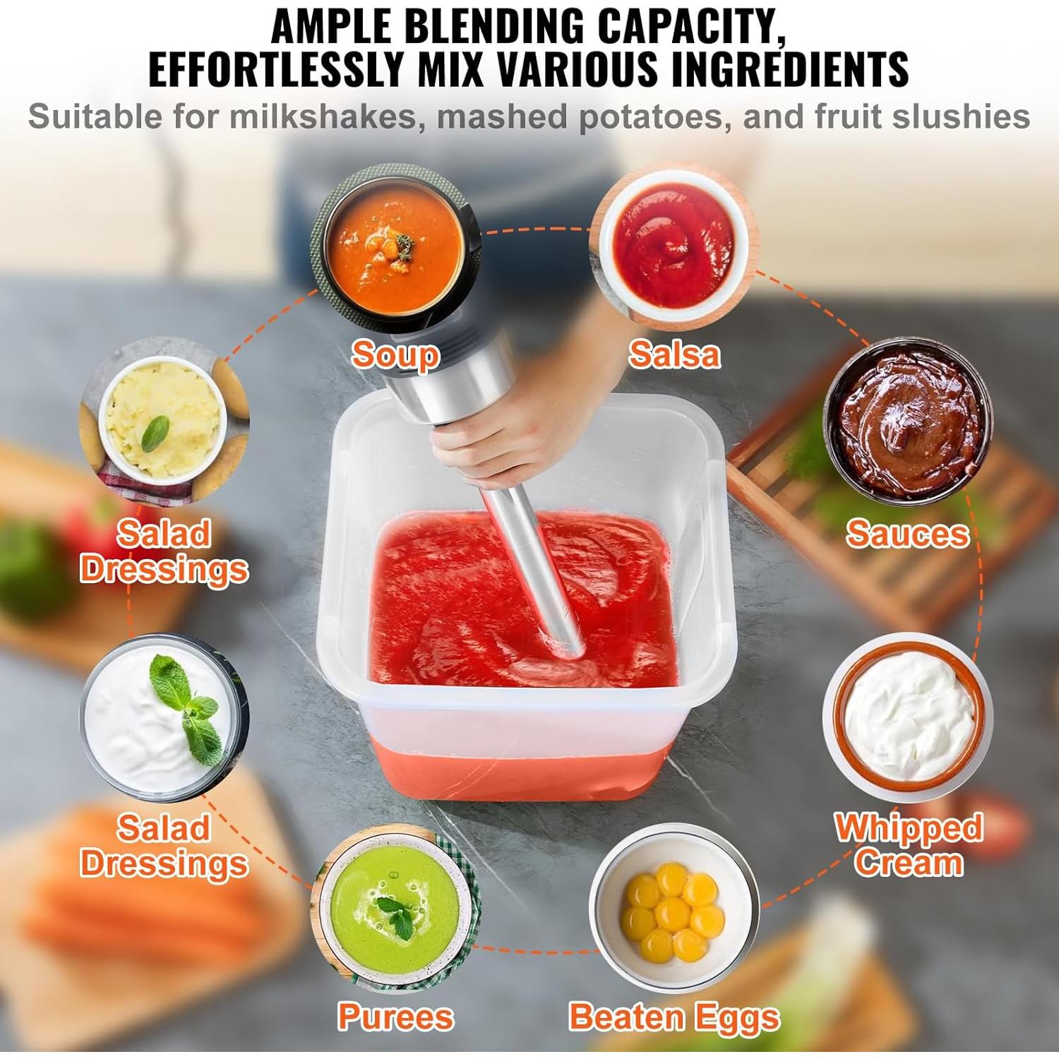 Batidora de Inmersión VEVOR 750W 40cm Velocidad Variable