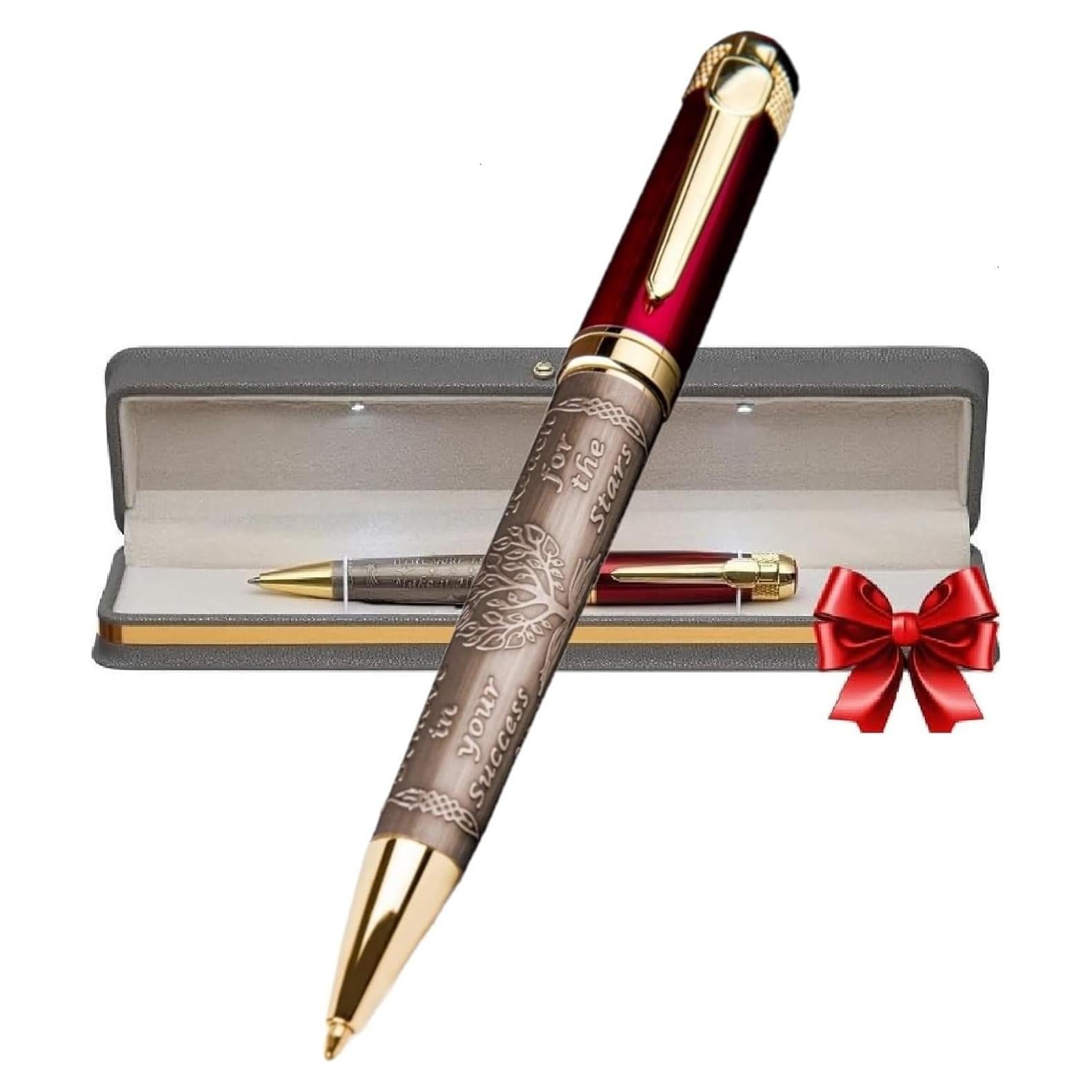 Pluma S&R Somit Roja Dorada Ergonomica 0.7mm Regalo