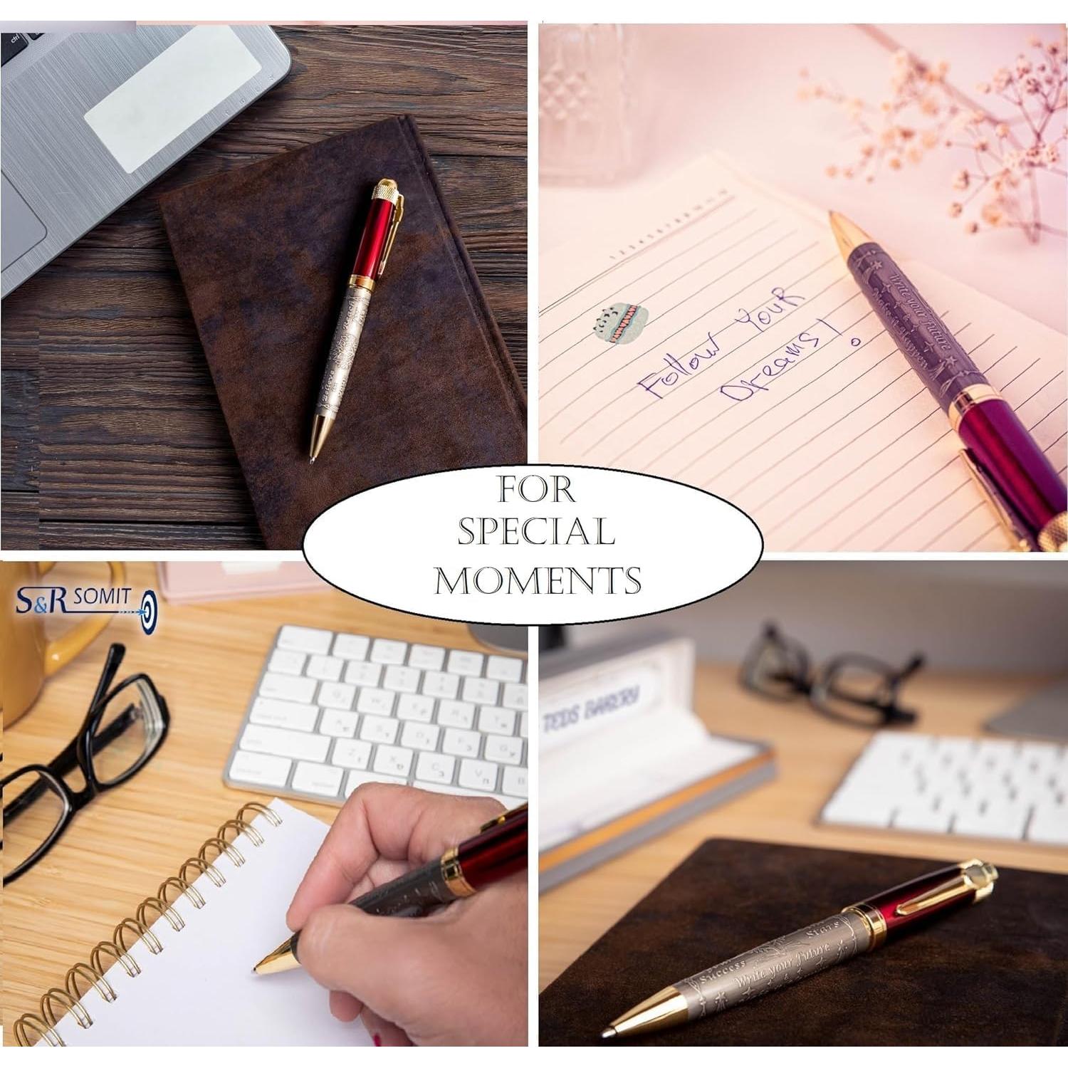 Pluma S&R Somit Roja Dorada Ergonomica 0.7mm Regalo