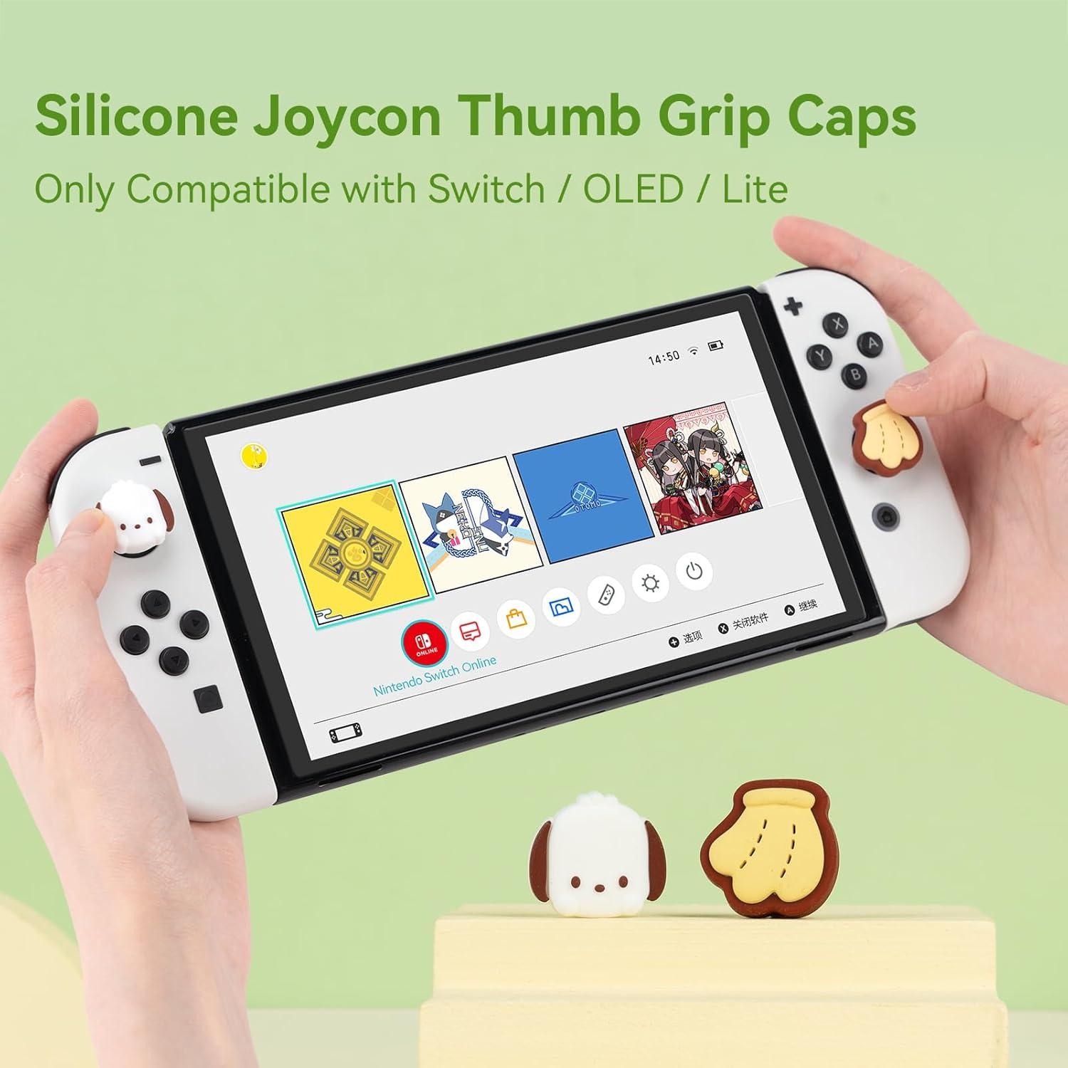 Tapones de Pulgar WISHAVEN para Nintendo Switch - Banana y Perro Pacha