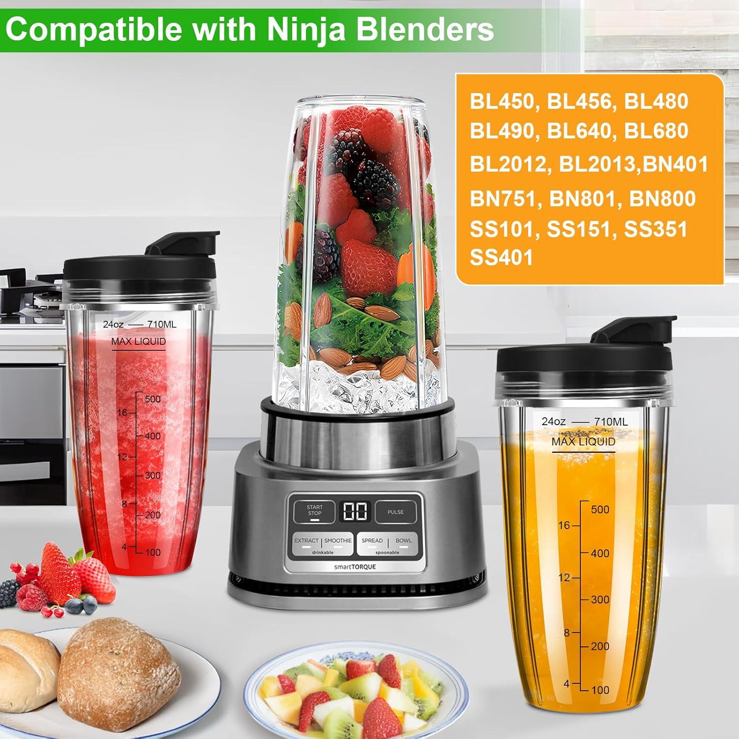 Tazas de licuadora Ninja 24 oz - 3 piezas con tapa abatible