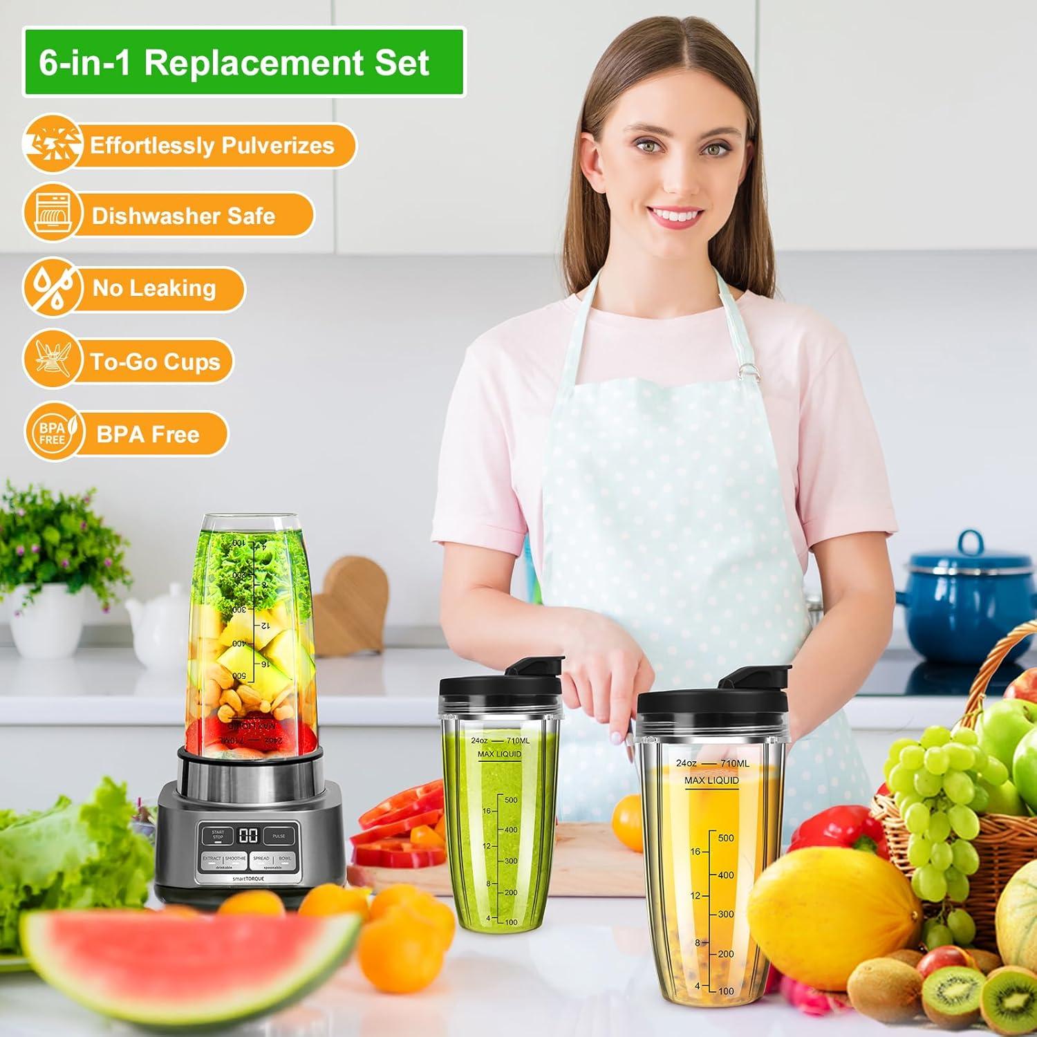 Tazas de licuadora Ninja 24 oz - 3 piezas con tapa abatible