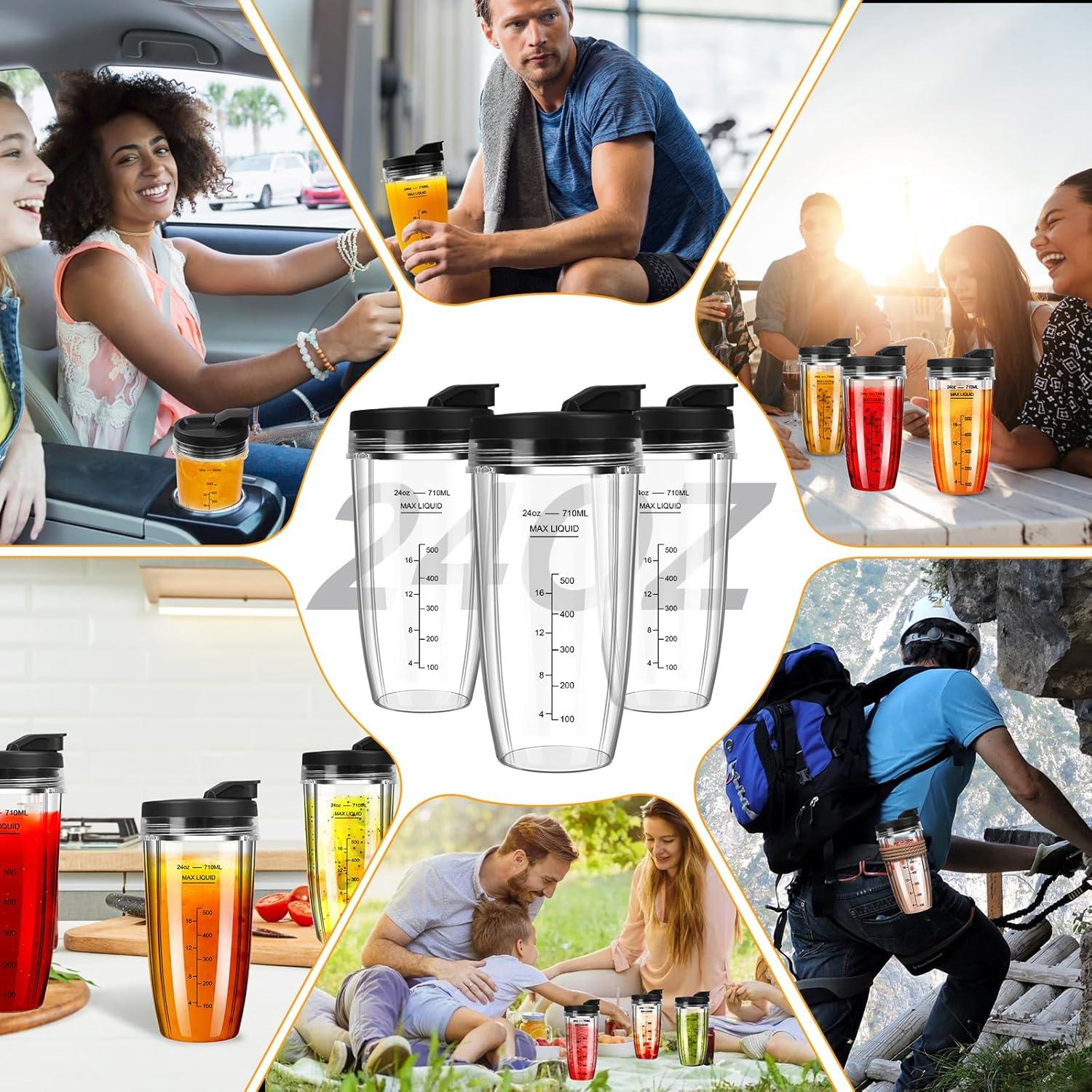 Tazas de licuadora Ninja 24 oz - 3 piezas con tapa abatible