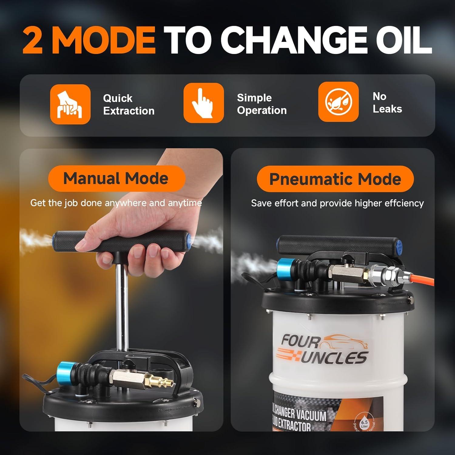 Extractor de Aceite FOUR UNCLES 6.5L Neumático y Manual