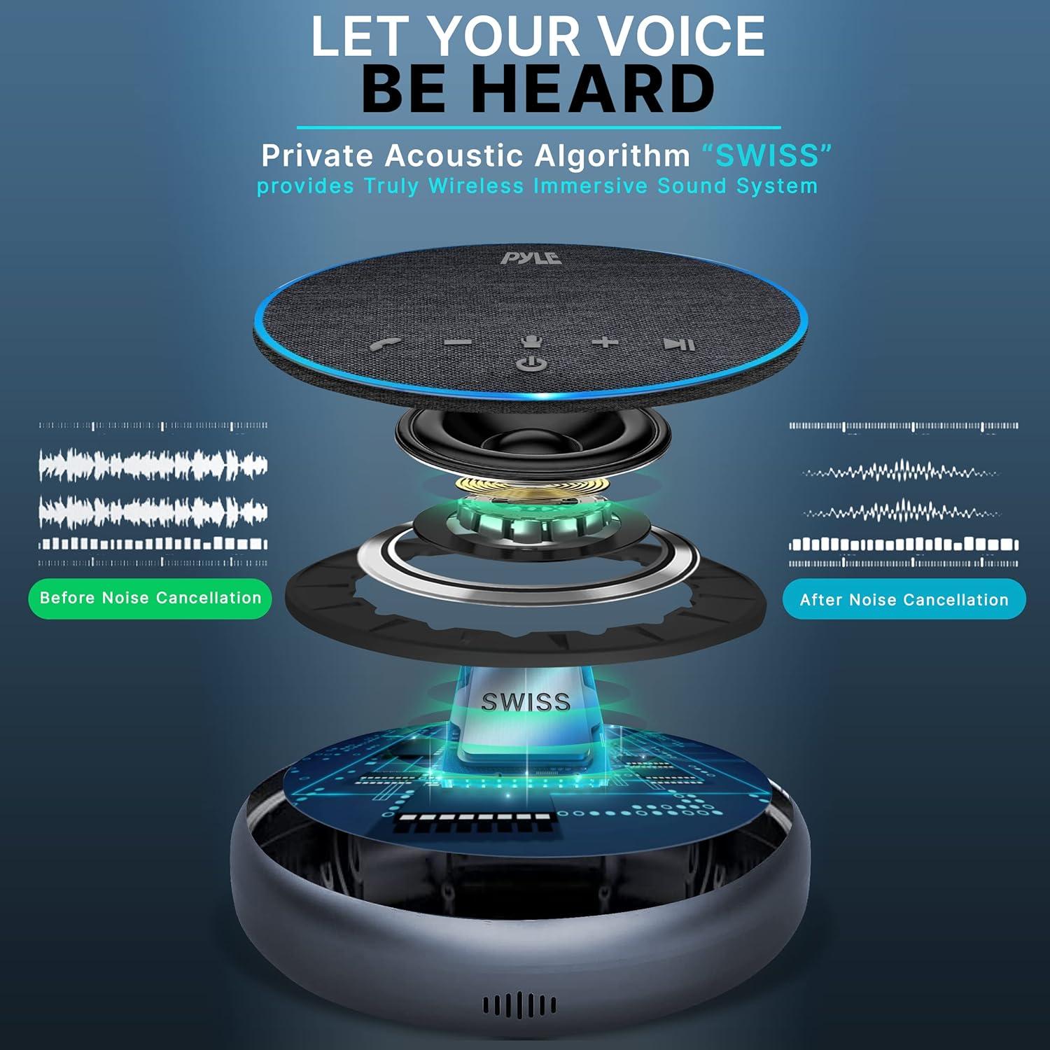 Altavoz de Conferencia Pyle BT Inalámbrico 10m USB-C y AUX