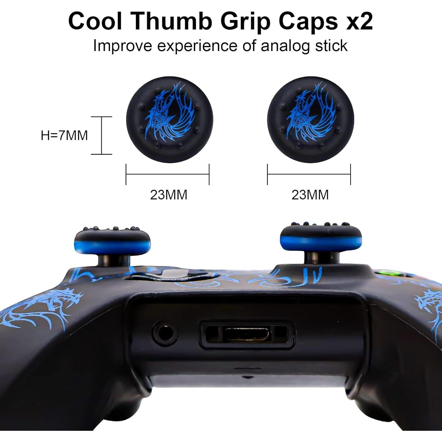 Xbox-One Controller Skin, BRHE Anti-Slip Silicone Cover Protector Case Accessories Set for Microsoft Xbox 1 Wireless/Wired Gamepad Joystick with 2 Thumb Grips Caps (Blue)