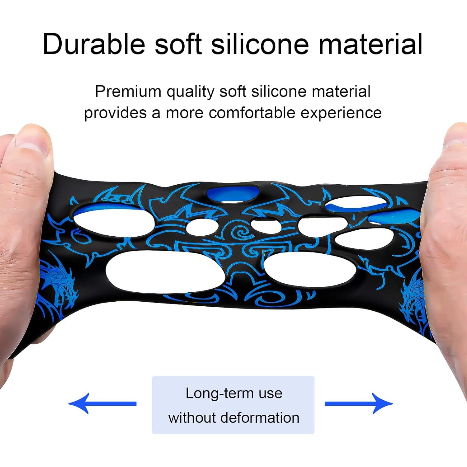 Xbox-One Controller Skin, BRHE Anti-Slip Silicone Cover Protector Case Accessories Set for Microsoft Xbox 1 Wireless/Wired Gamepad Joystick with 2 Thumb Grips Caps (Blue)