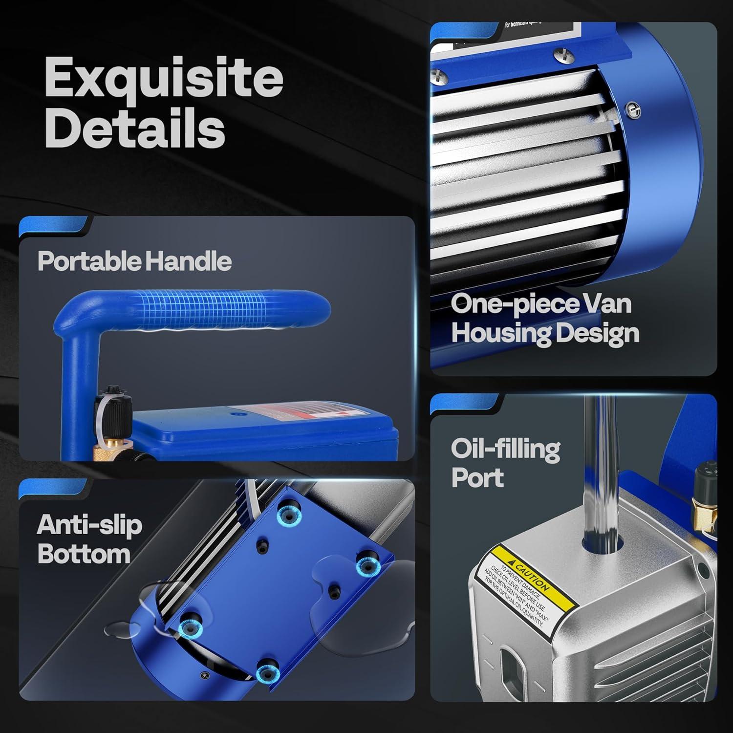 Bomba de Vacío VIVOHOME VH259 0.25 HP 3.5 CFM con Manómetro