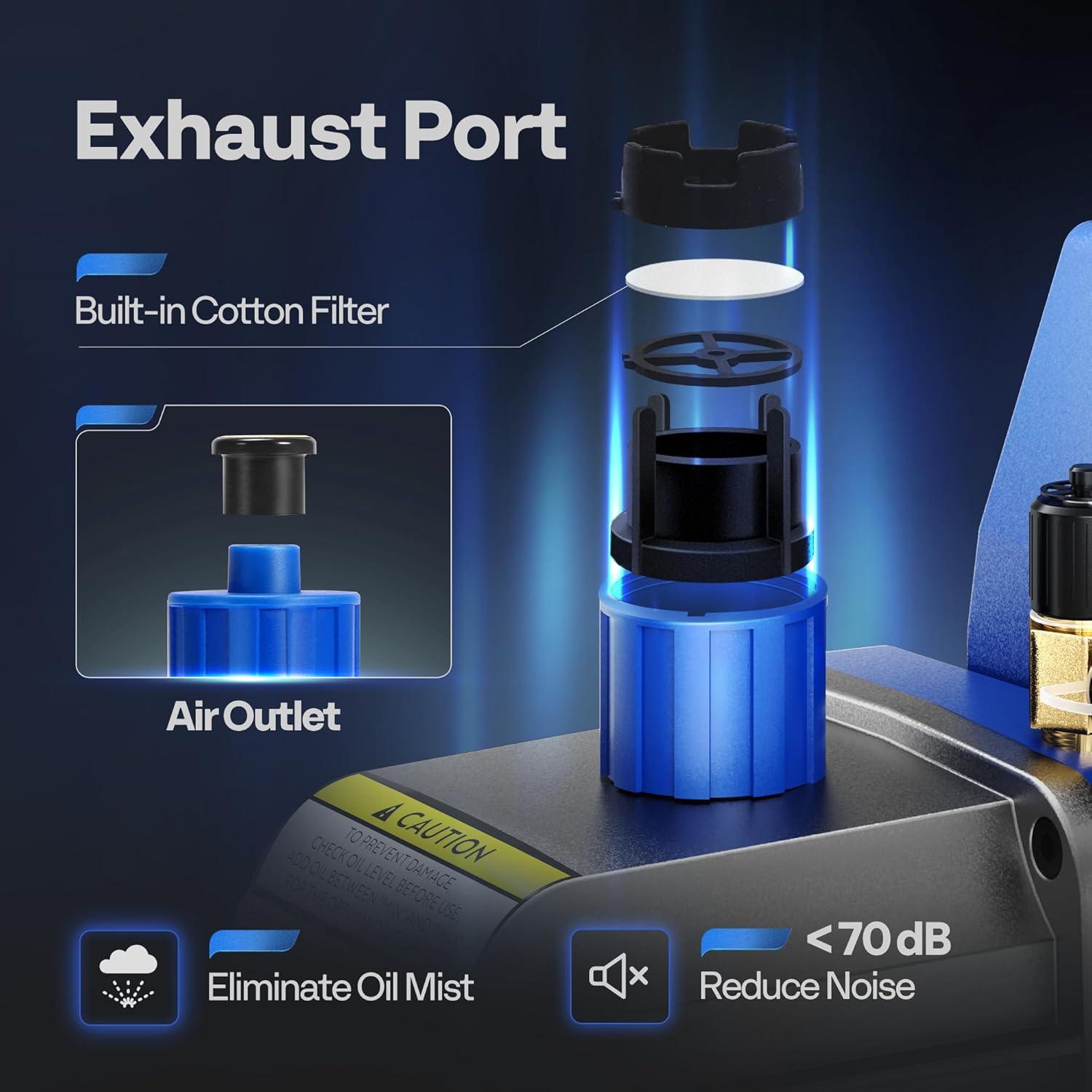 Bomba de Vacío VIVOHOME VH259 0.25 HP 3.5 CFM con Manómetro