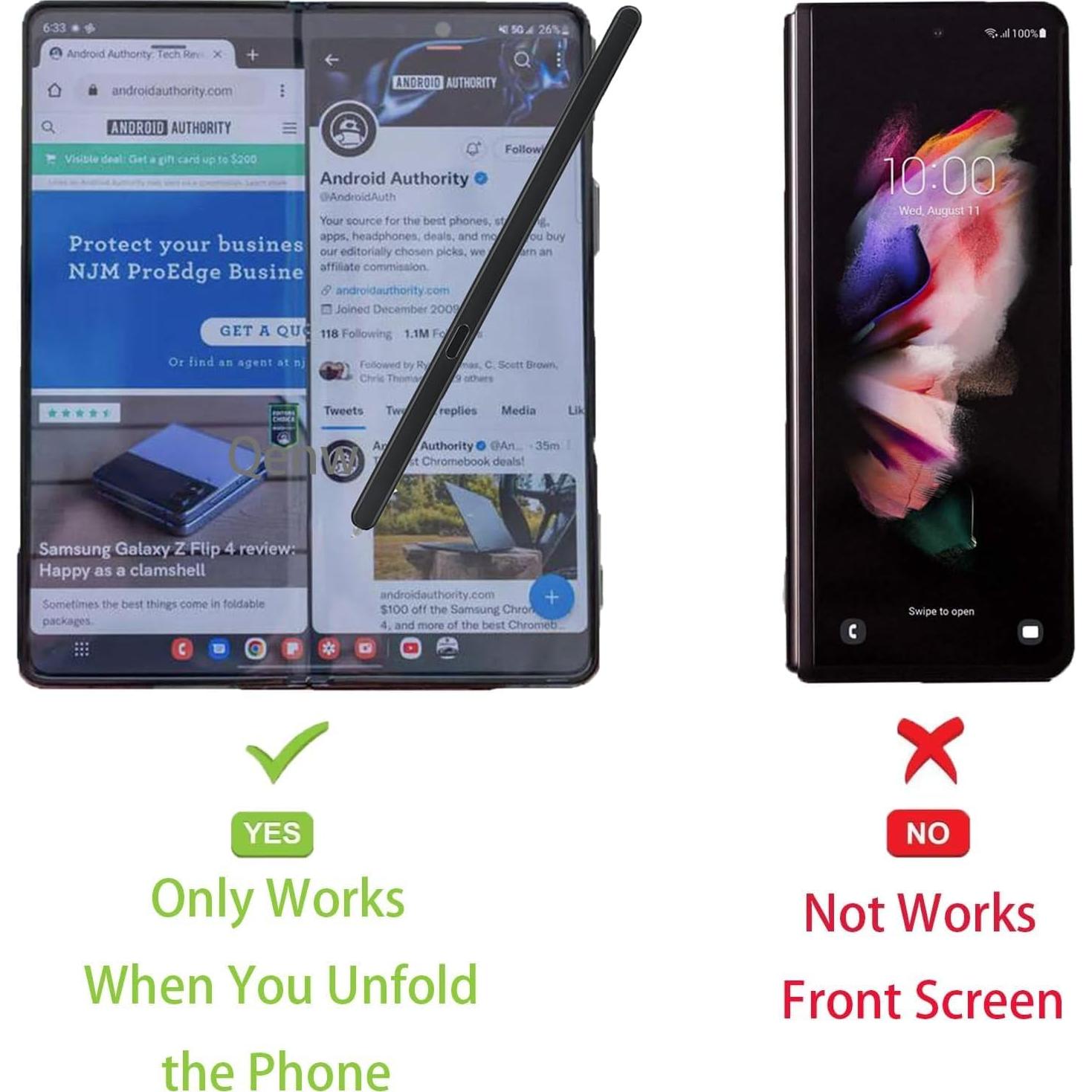 S Pen Slim Qenw para Galaxy Z Fold 6 y 5, 1.5mm, Negro