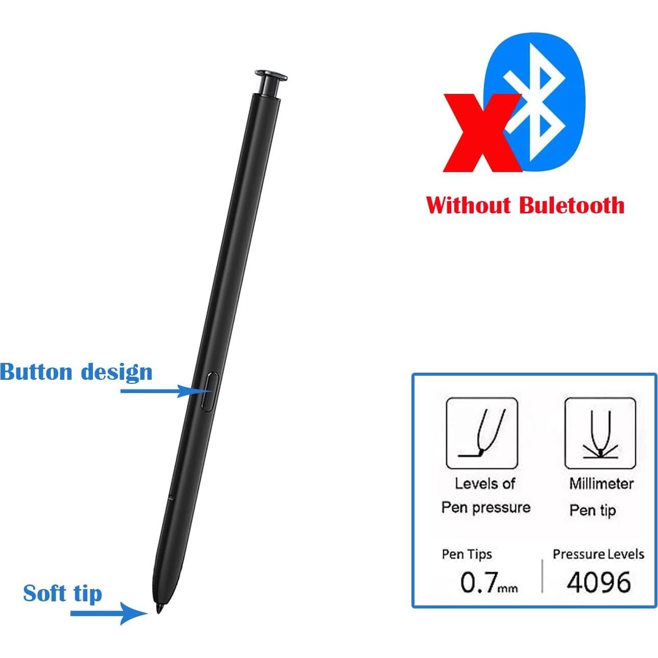 2 Pcs S Pen Reemplazo Galaxy S23 Ultra Negro