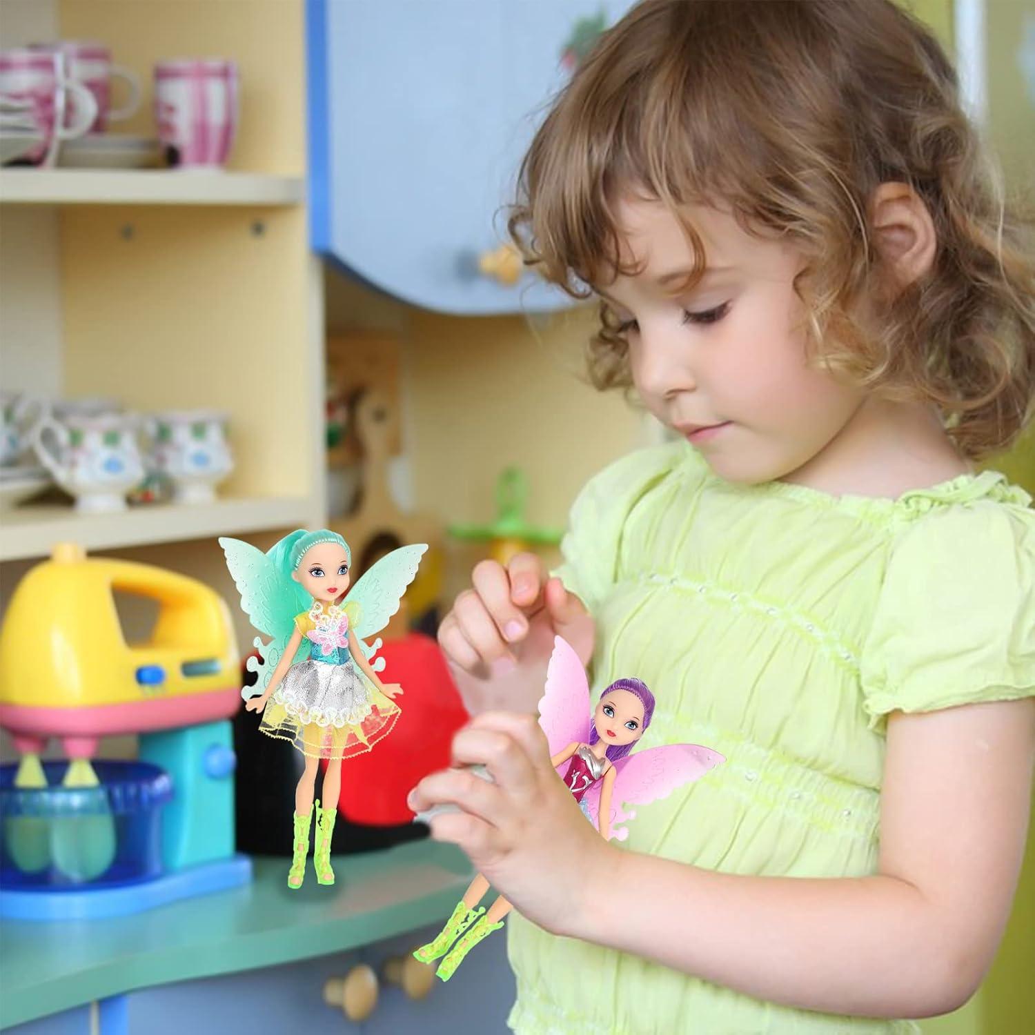 Conjunto de 5 Muñecas Hada Niña ONEST 20 cm con Ropa y Zapatos