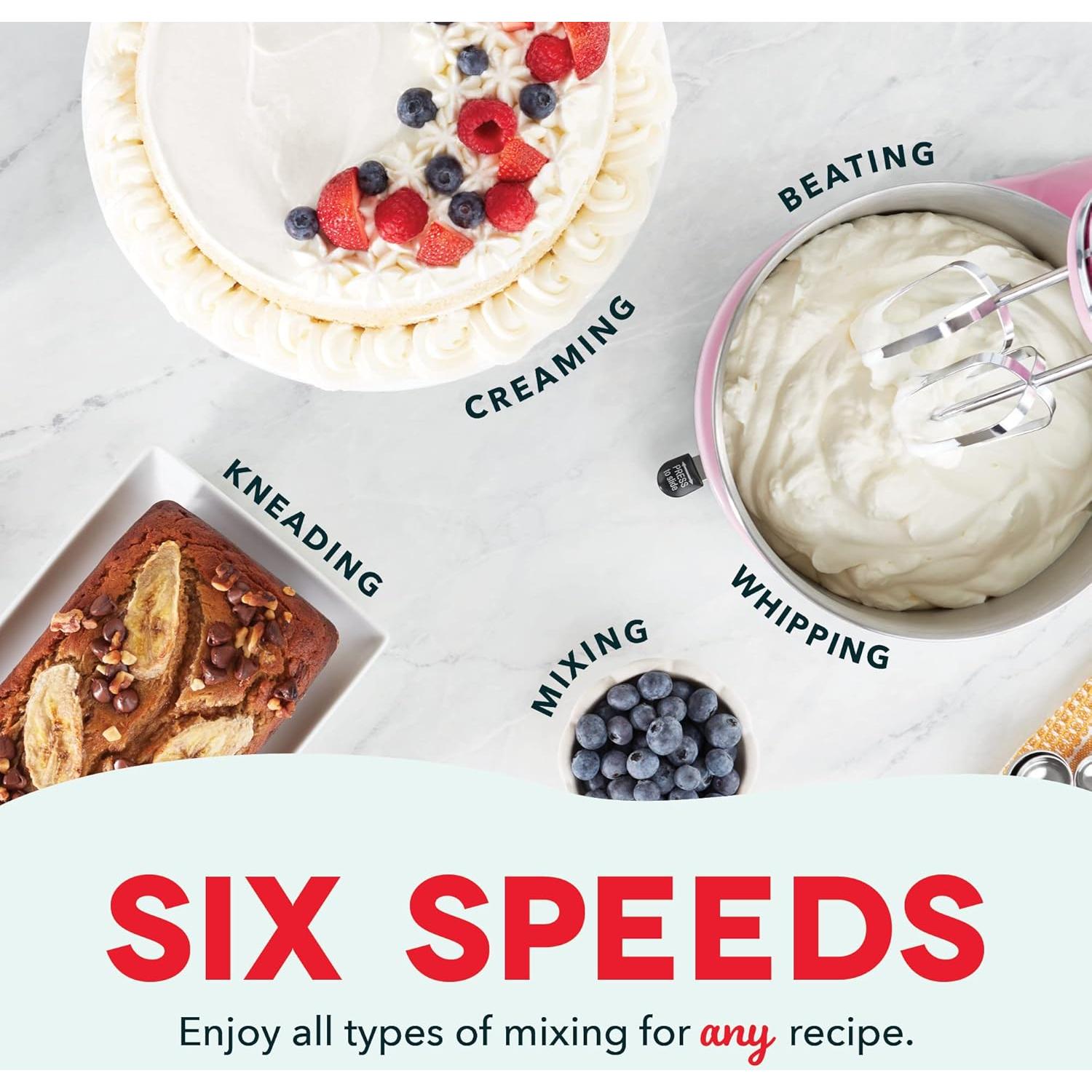 Batidora de Pie Dash Everyday Rosa 6 Velocidades 3L