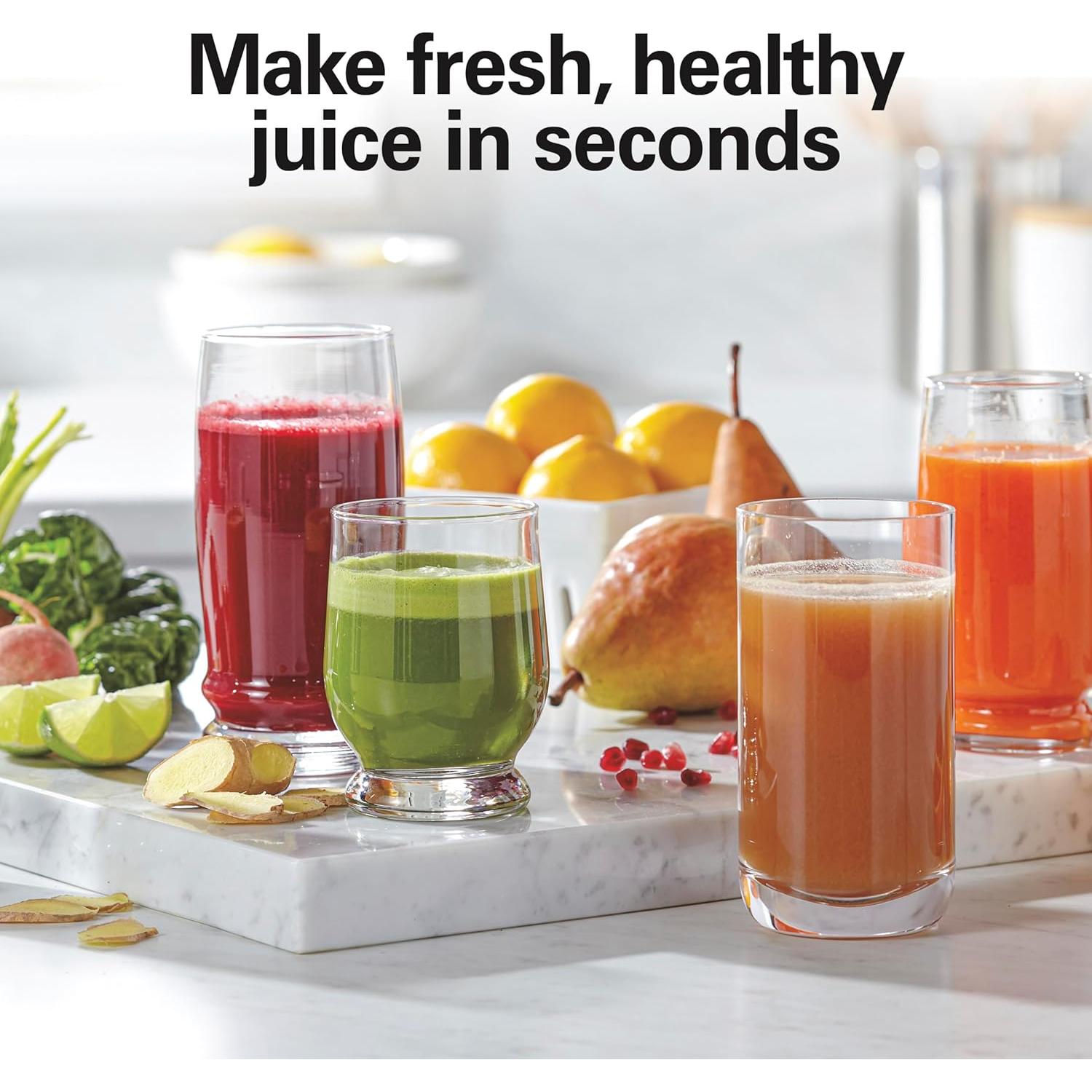 Extractor de Jugo Hamilton Beach 800W, Gran Boca 7.6cm, Negro