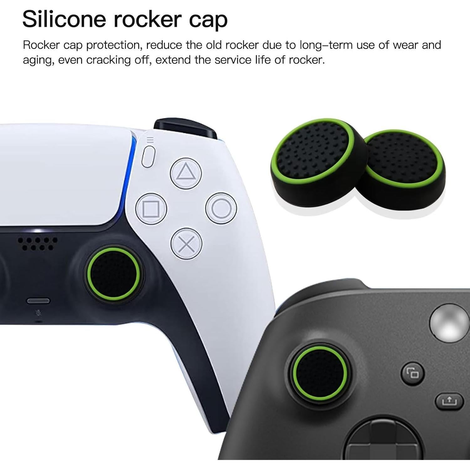 Cubiertas de Joystick INGQI 10 Piezas Negro y Verde PS3/PS4