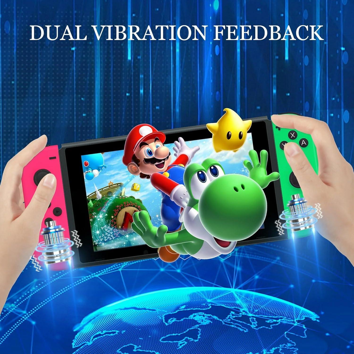 Controlador Inalámbrico 3-en-1 Play+ para N-Switch Rosa/Verde