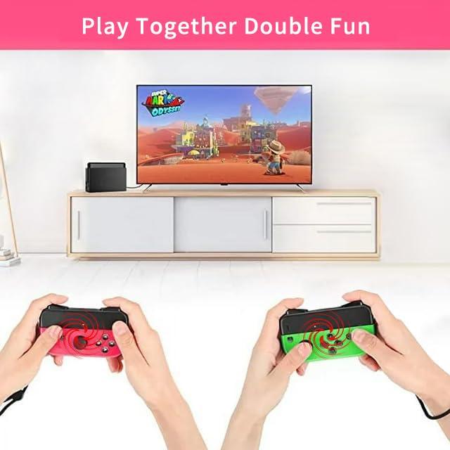 Controlador Inalámbrico 3-en-1 Play+ para N-Switch Rosa/Verde