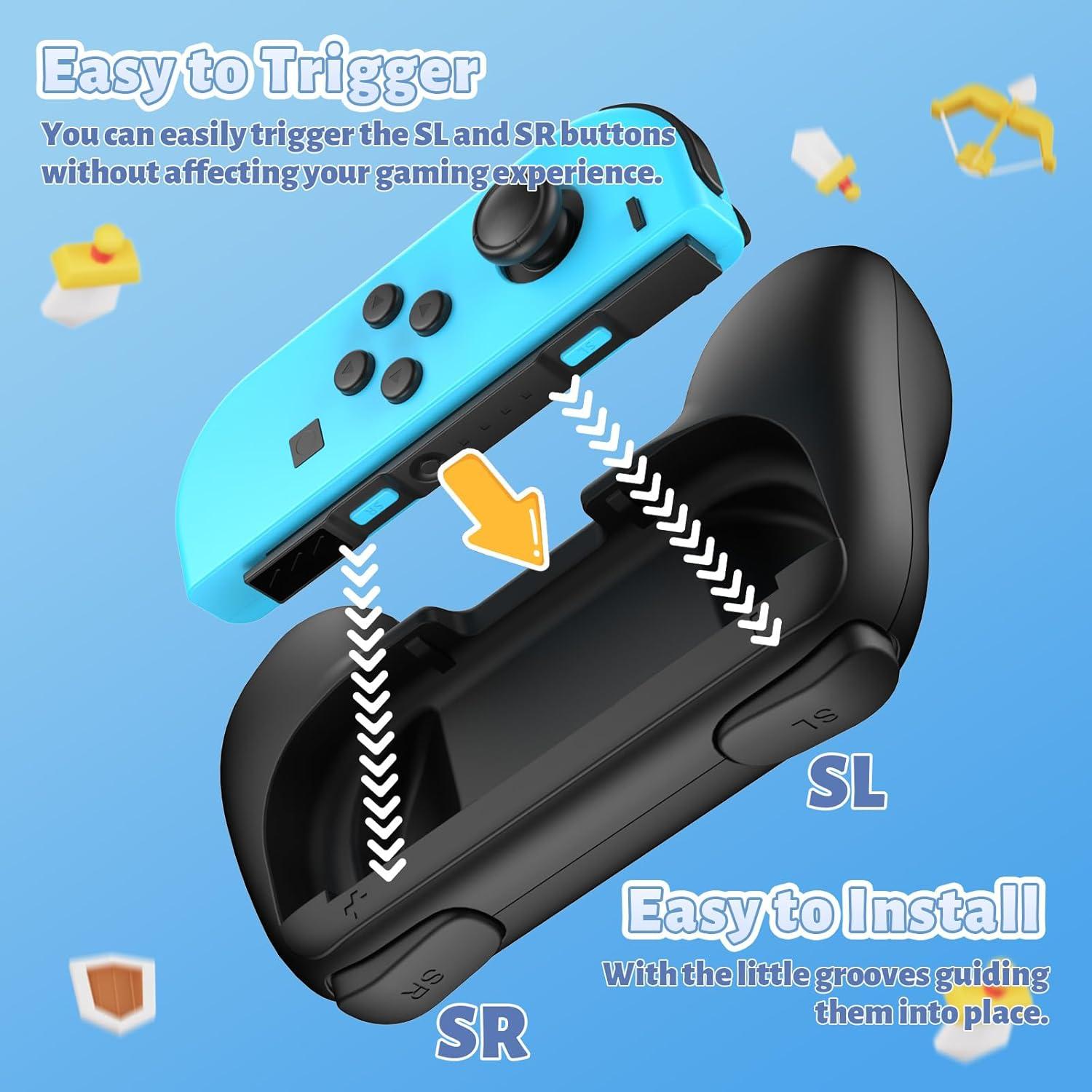 Agarre para Joy-Con Nintendo Switch FASTSNAIL - 2 Paquete Negro