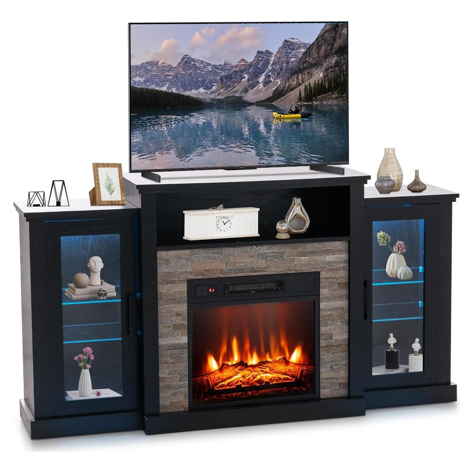 Soporte de TV con Chimenea Eléctrica Byroce 59x13x32.5cm