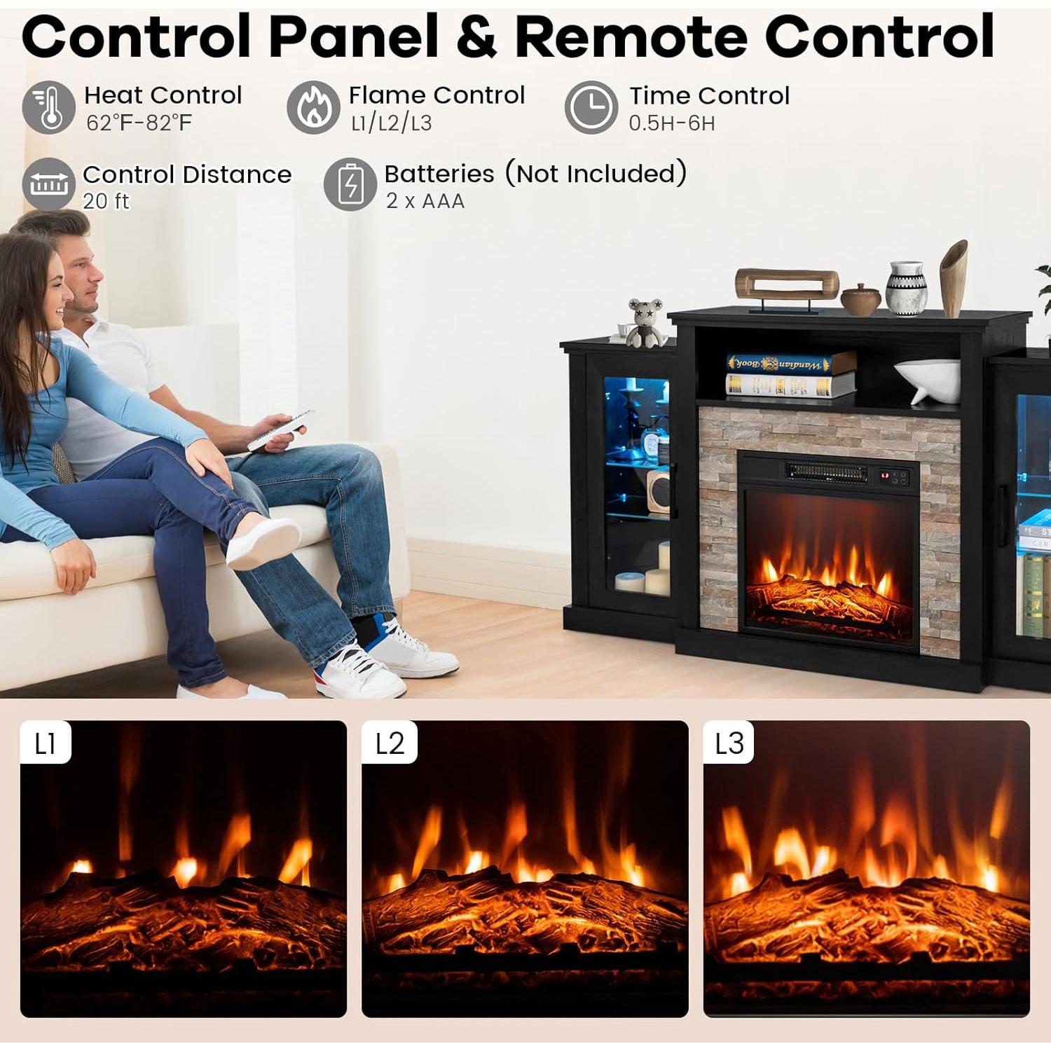 Soporte de TV con Chimenea Eléctrica Byroce 59x13x32.5cm