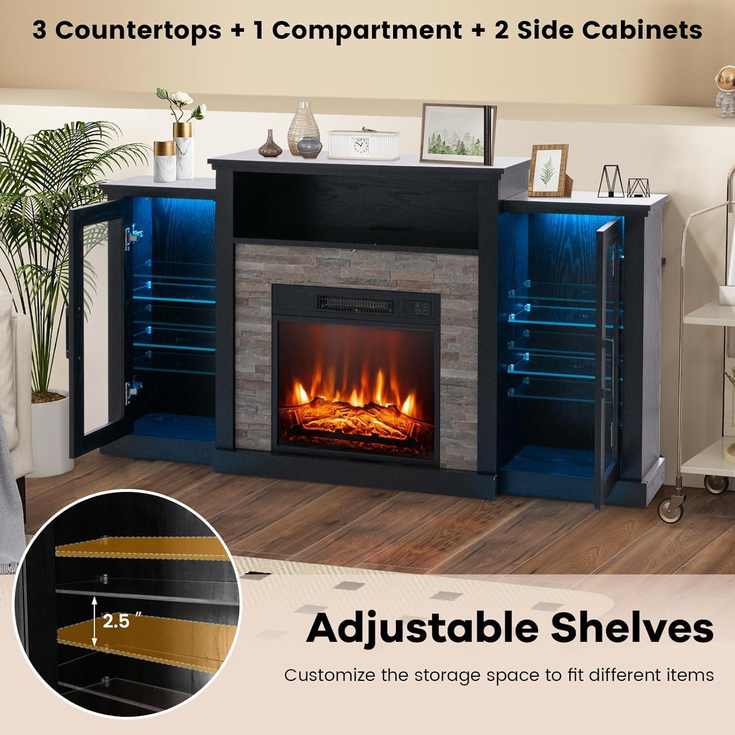 Soporte de TV con Chimenea Eléctrica Byroce 59x13x32.5cm