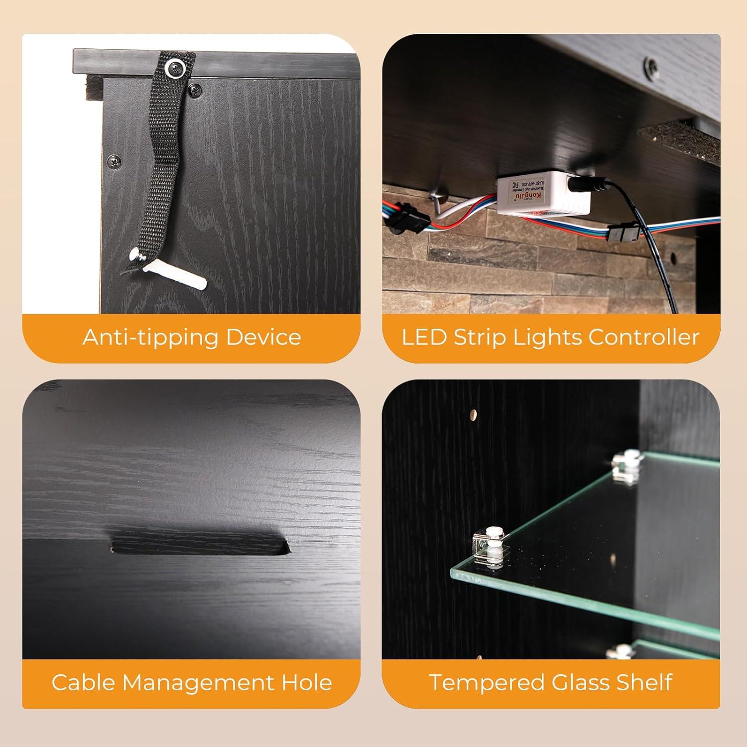 Soporte de TV con Chimenea Eléctrica Byroce 59x13x32.5cm