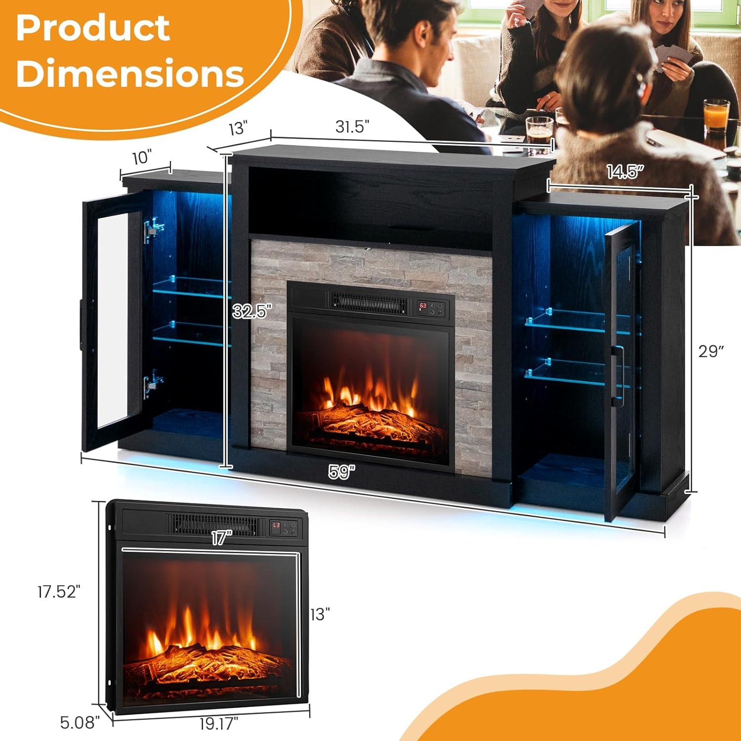 Soporte de TV con Chimenea Eléctrica Byroce 59x13x32.5cm