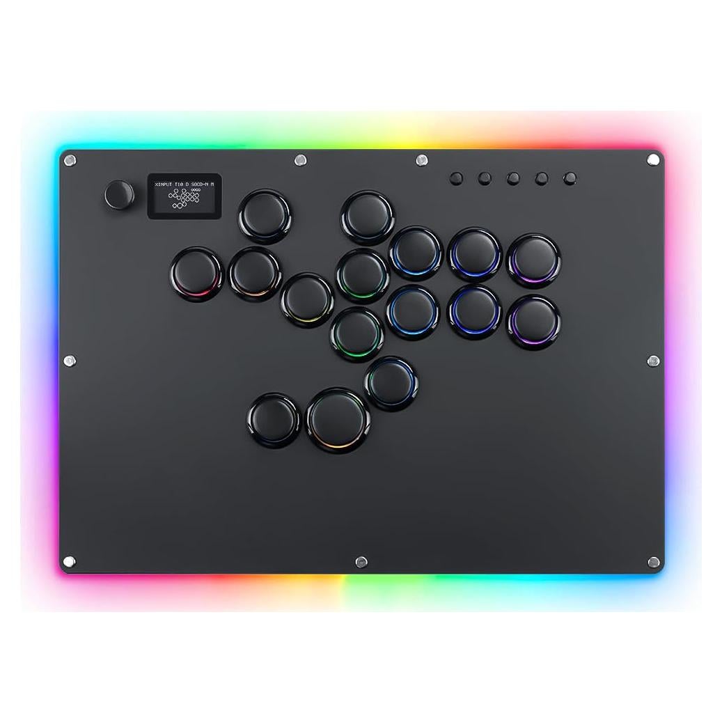 GuileKeys Leverless Controller Arcade Stick GK-16, All-Button Arcade Controller with Multi-function Button for PS4/PS3/PC/Switch, Arcade Fight Stick with RGB/Turbo/Hot-Swap/Low Profile Switch Black