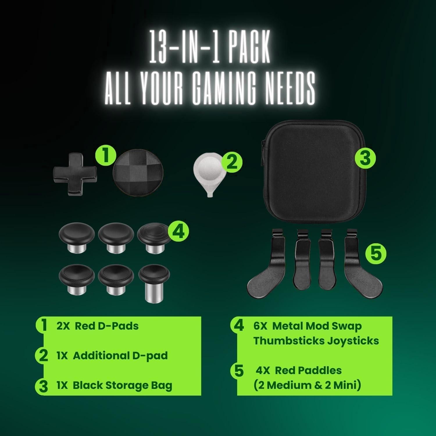 Accesorios TNP 13 en 1 para Controlador Xbox Elite 2 Negro