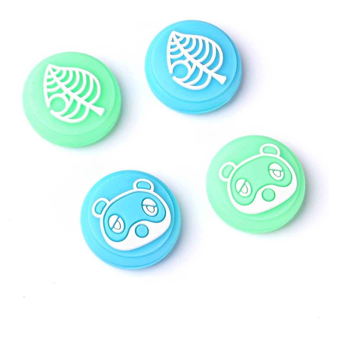 Tapas de Joystick DLseego Animal Crossing para Switch OLED/Lite - Silicona Azul y Verde