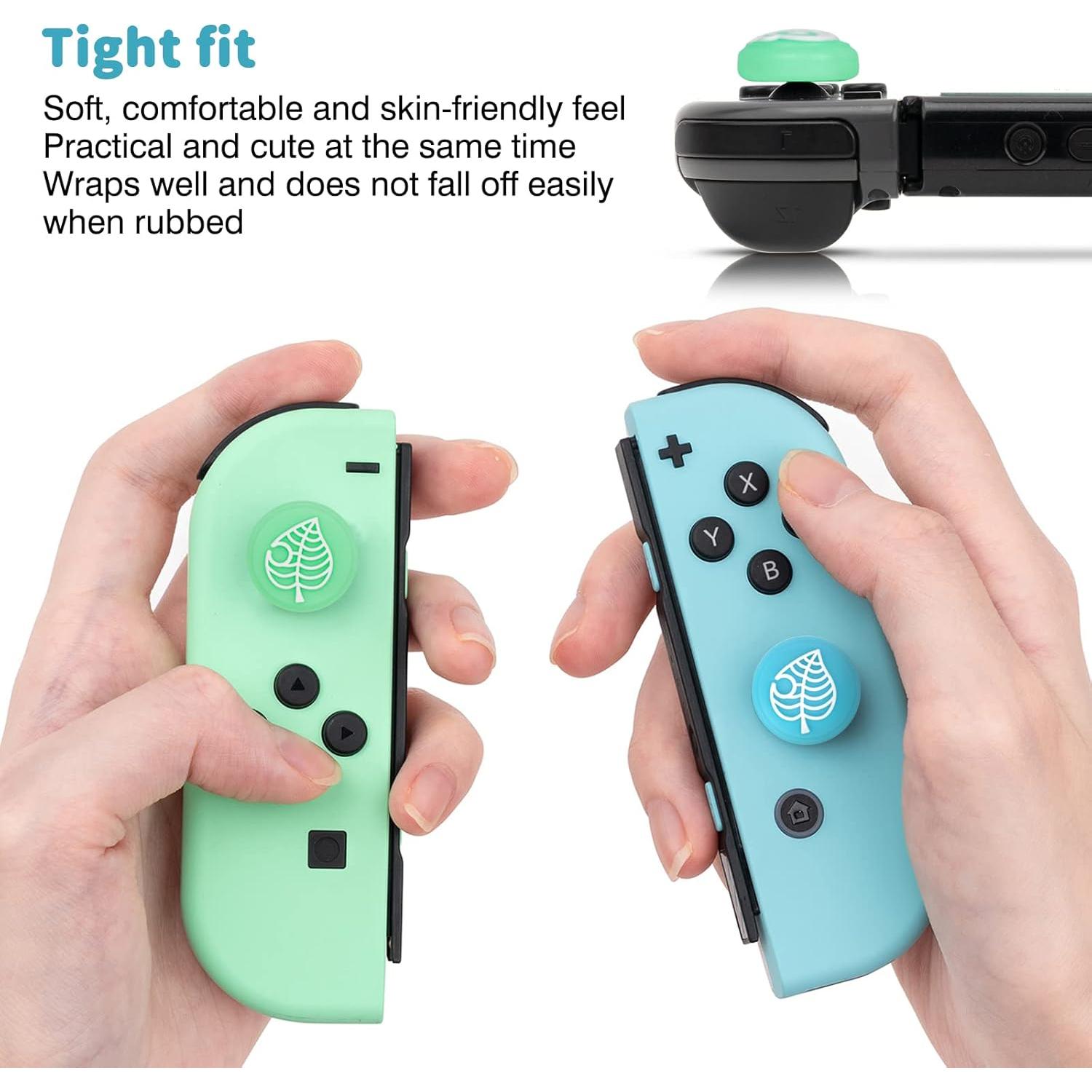 Tapas de Joystick DLseego Animal Crossing para Switch OLED/Lite - Silicona Azul y Verde