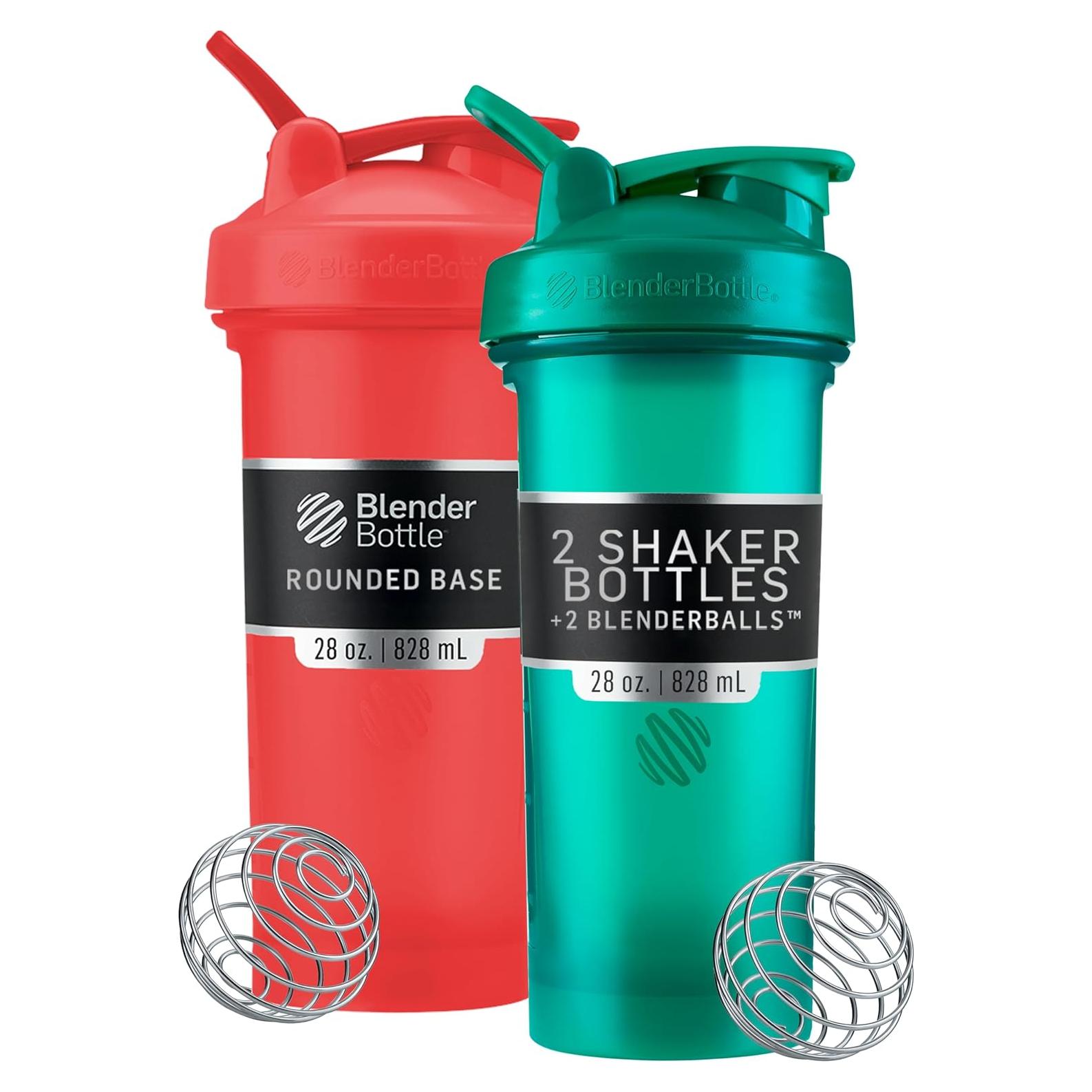 Botella Mezcladora Clásica V2 28 oz Rojo Verde 2 Paquete