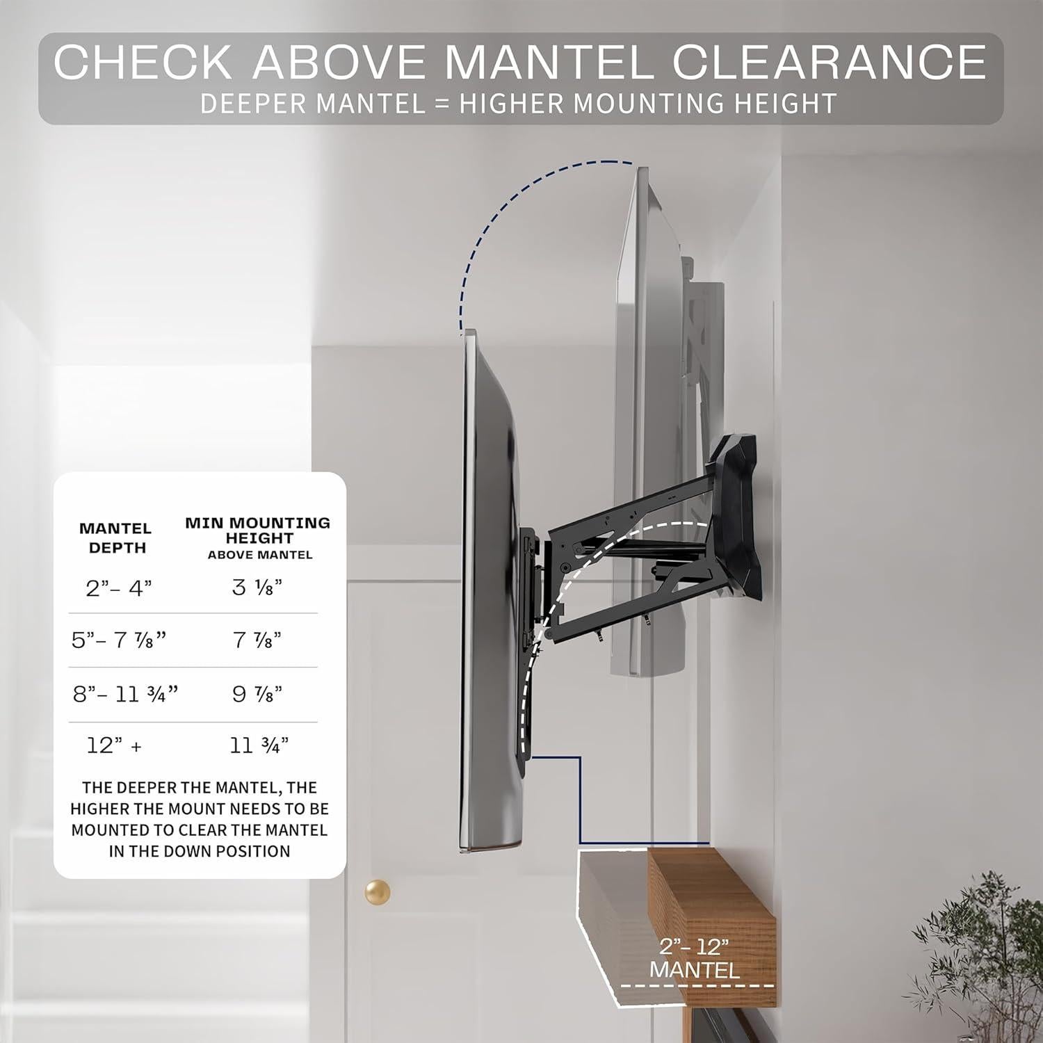 Soporte de TV Motorizado VIVO para Chimenea 37-70" Negro