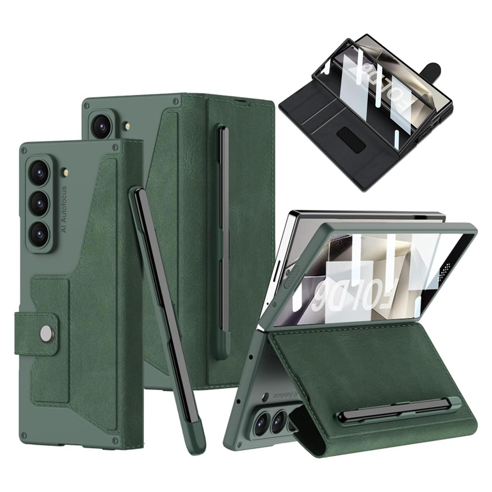 Funda DEMCERT para Samsung Galaxy Z Fold 6 Verde con S-Pen