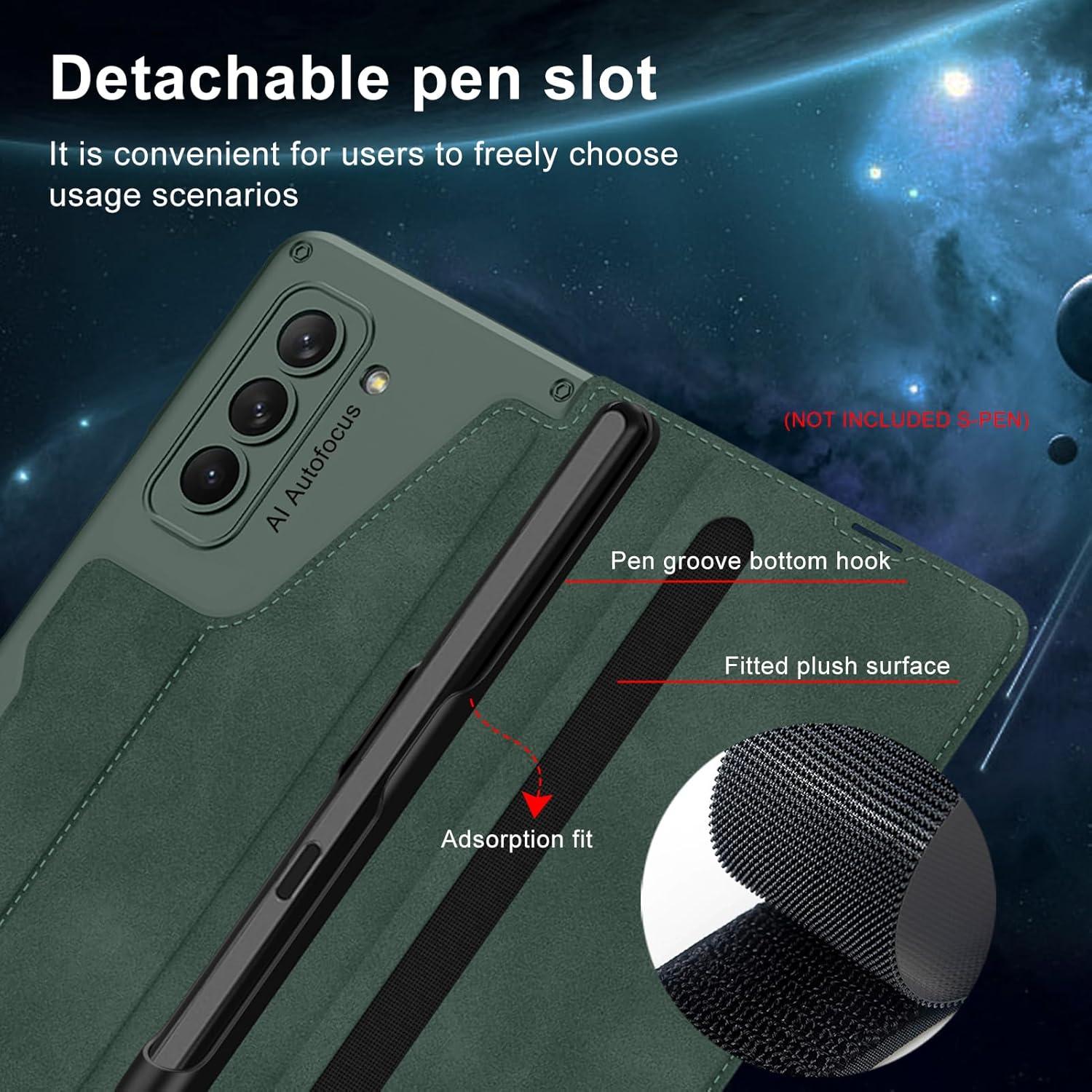 Funda DEMCERT para Samsung Galaxy Z Fold 6 Verde con S-Pen
