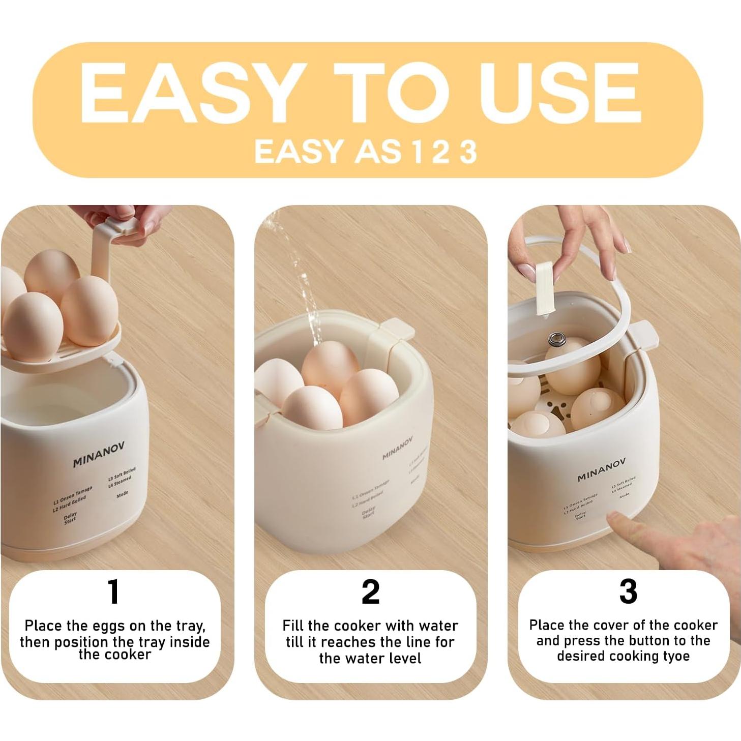 Cocedor de Huevos Eléctrico MINANOV 0.5L con Alarma