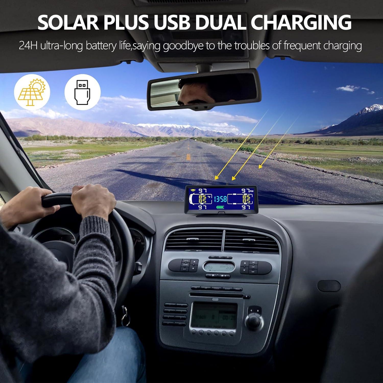 Sistema Monitoreo Neumáticos Hieha TPMS Solar 7.84"