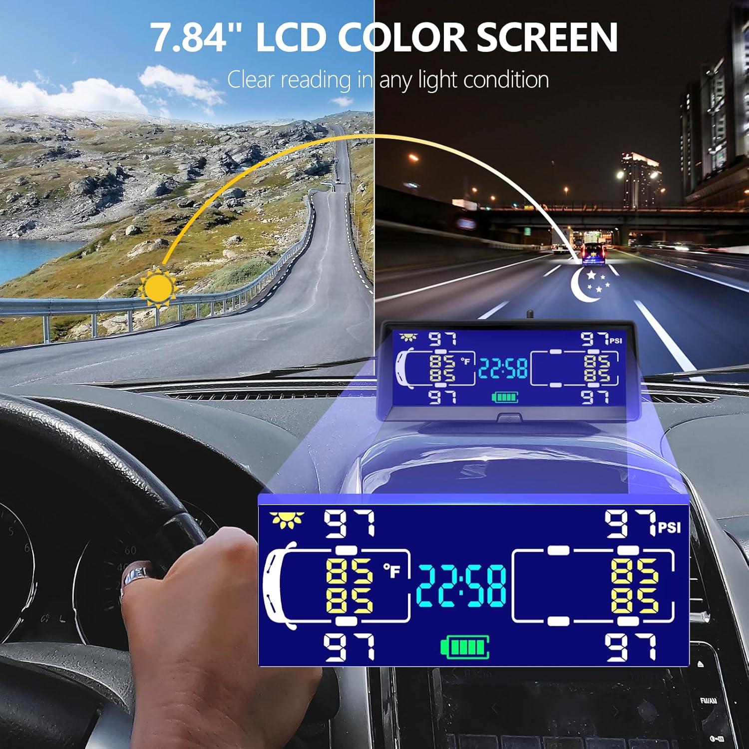 Sistema Monitoreo Neumáticos Hieha TPMS Solar 7.84"