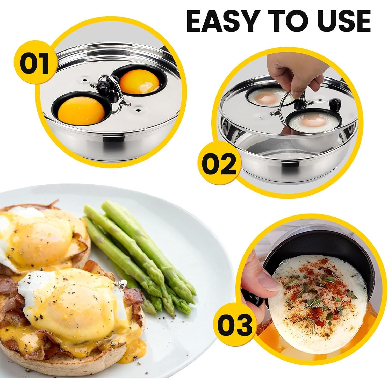 Sartén Antiadherente MARSKITOP para 2 Huevos Escalfados