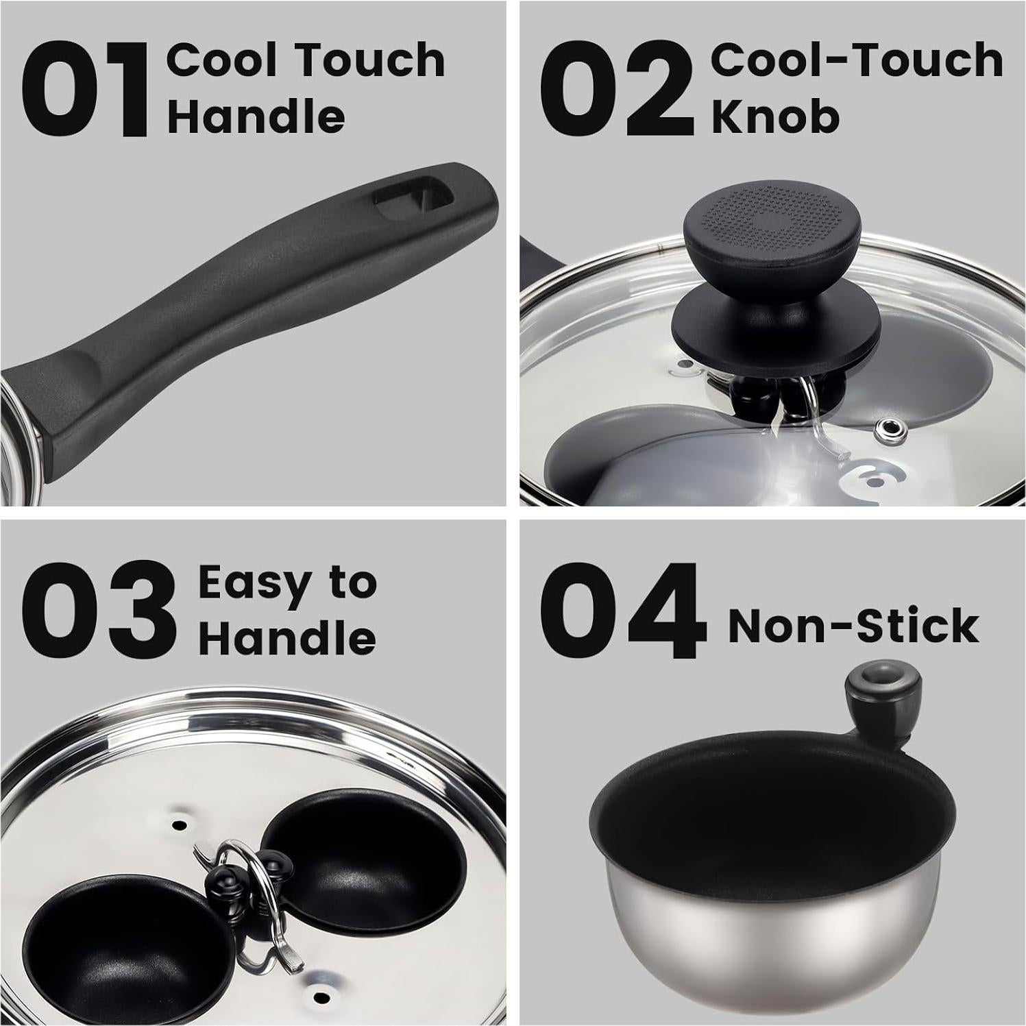 Sartén Antiadherente MARSKITOP para 2 Huevos Escalfados