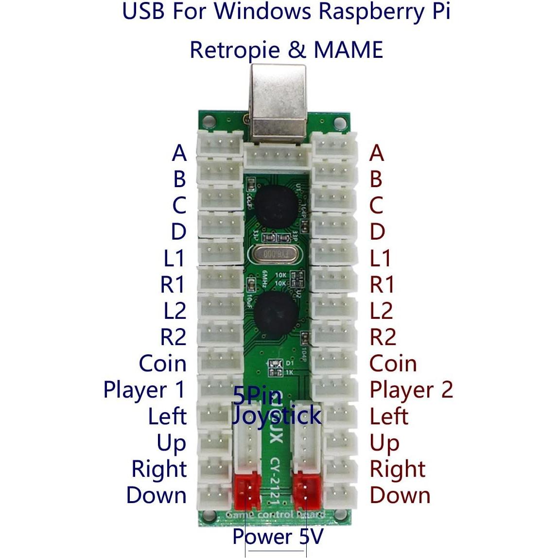 Kit de Juego Arcade LED SJ@JX para 2 Jugadores USB