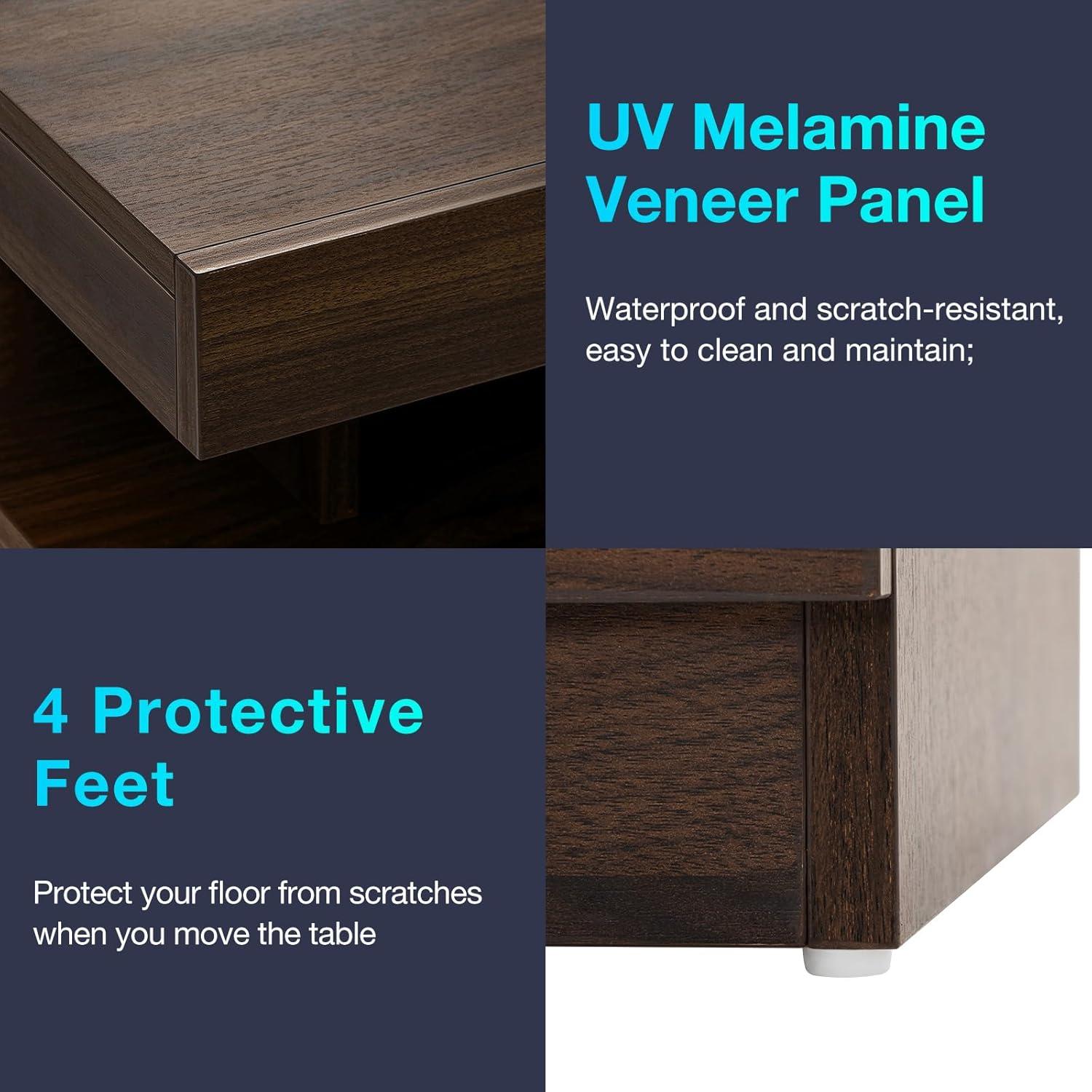 Mesa de Noche HOMMPA con Cargador y Luz LED Nogal