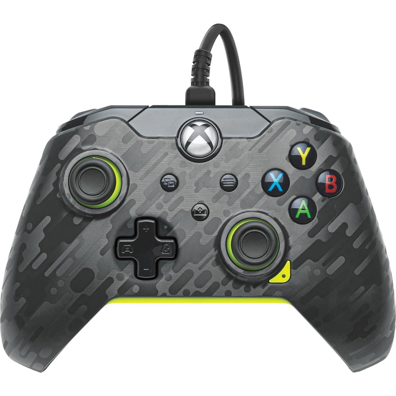 Controlador con Cable PDP para Xbox Series X|S y PC - Carbón Eléctrico Gris/Amarillo