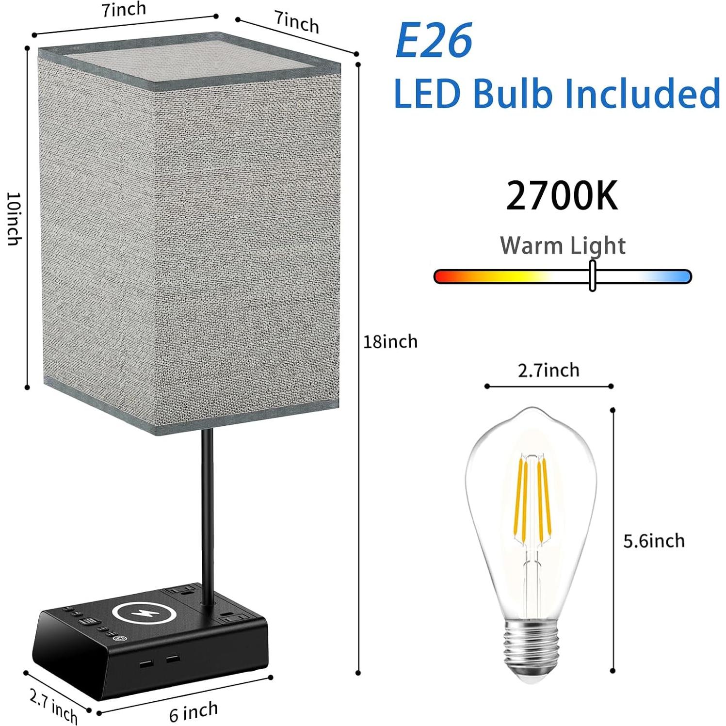 Lámpara de Mesa Táctil Mindore con Carga Inalámbrica 15W