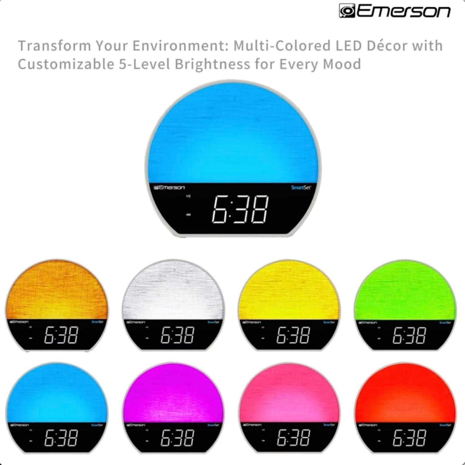 Reloj Despertador Emerson CKSS7071 LED Bluetooth 8 Colores