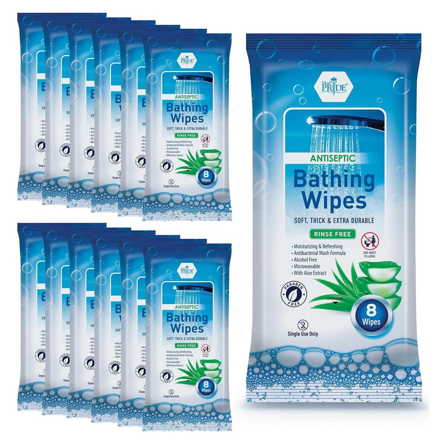 Toallitas de Baño Desechables Med Pride con Aloe Vera 96 Pzs