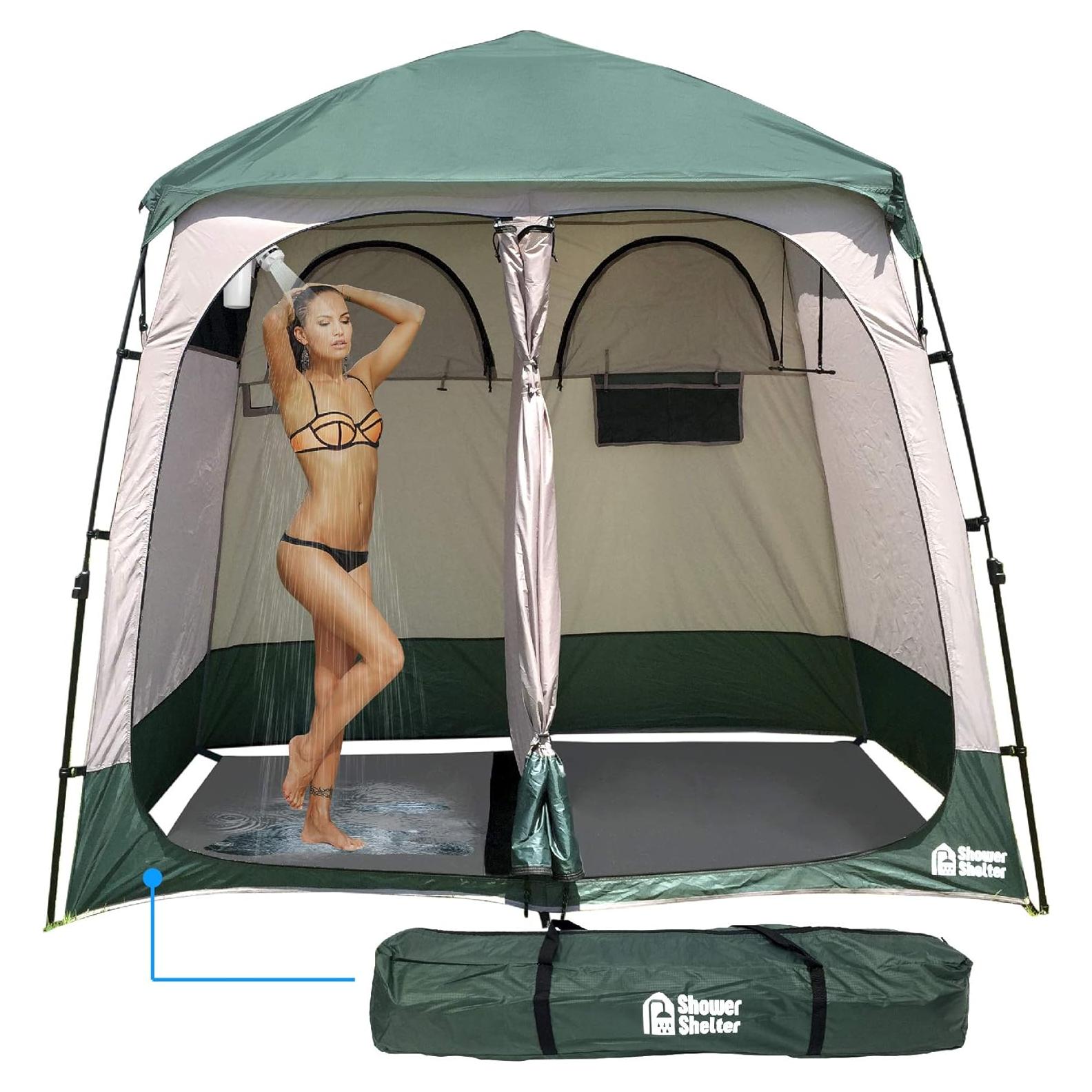 Carpa Ducha Portátil EasyGo 2 Habitaciones Verde 2.79 m²