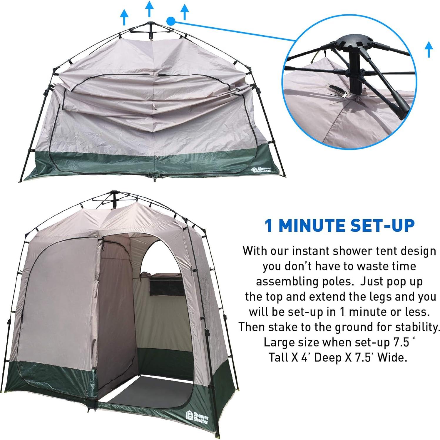 Carpa Ducha Portátil EasyGo 2 Habitaciones Verde 2.79 m²
